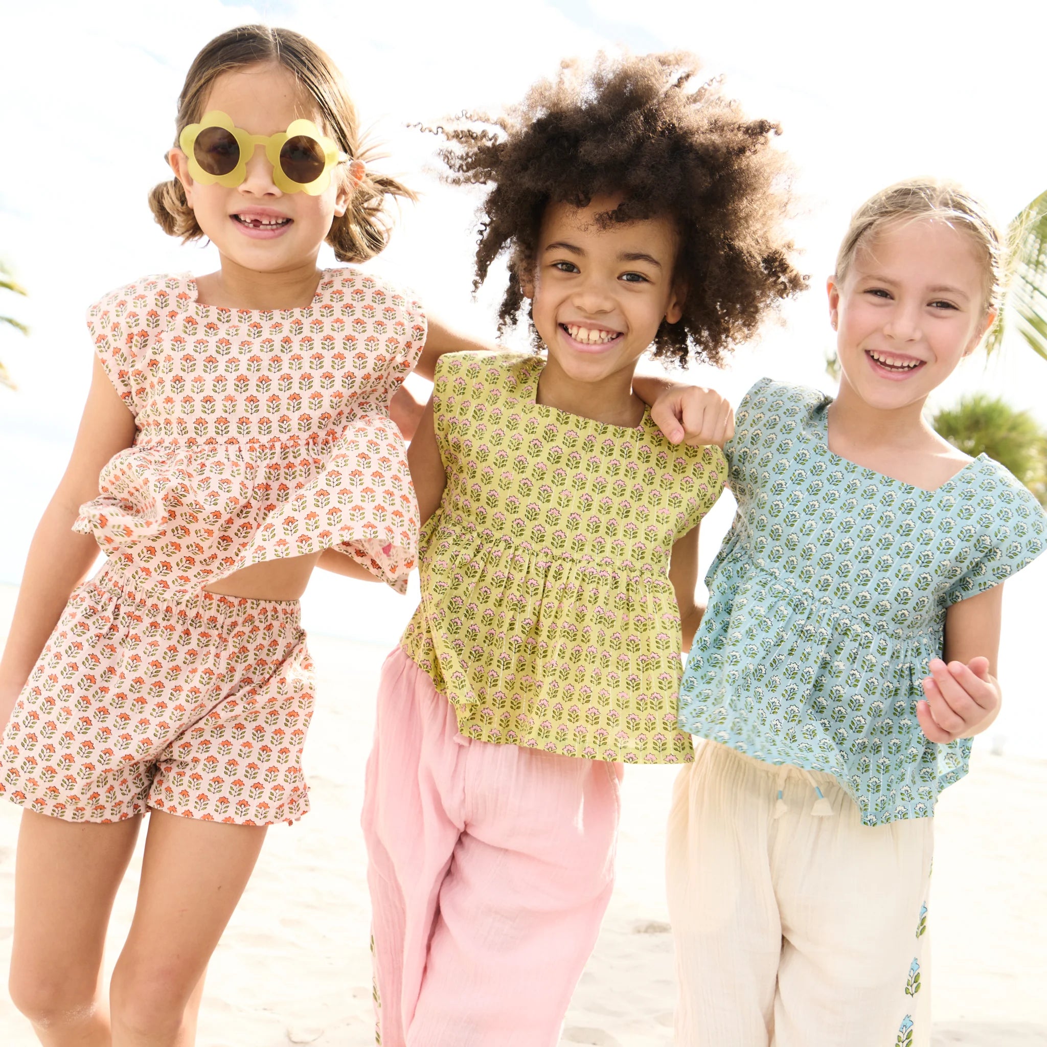 Pink Chicken Girls Kamari Top - Pink Prairie Block Print