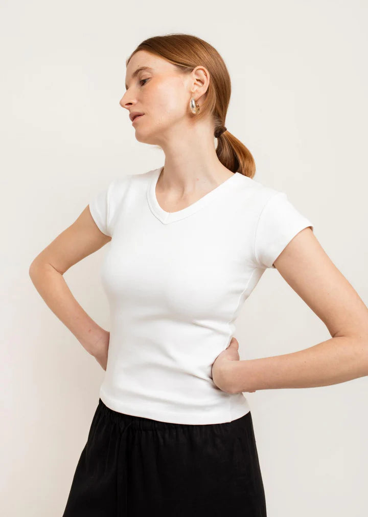 Paper Label Suzy High V-Neck - Bright White