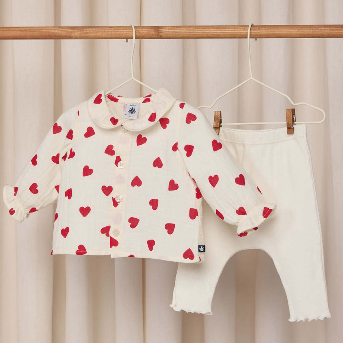 Petit Bateau Heart Blouse and Legging Set