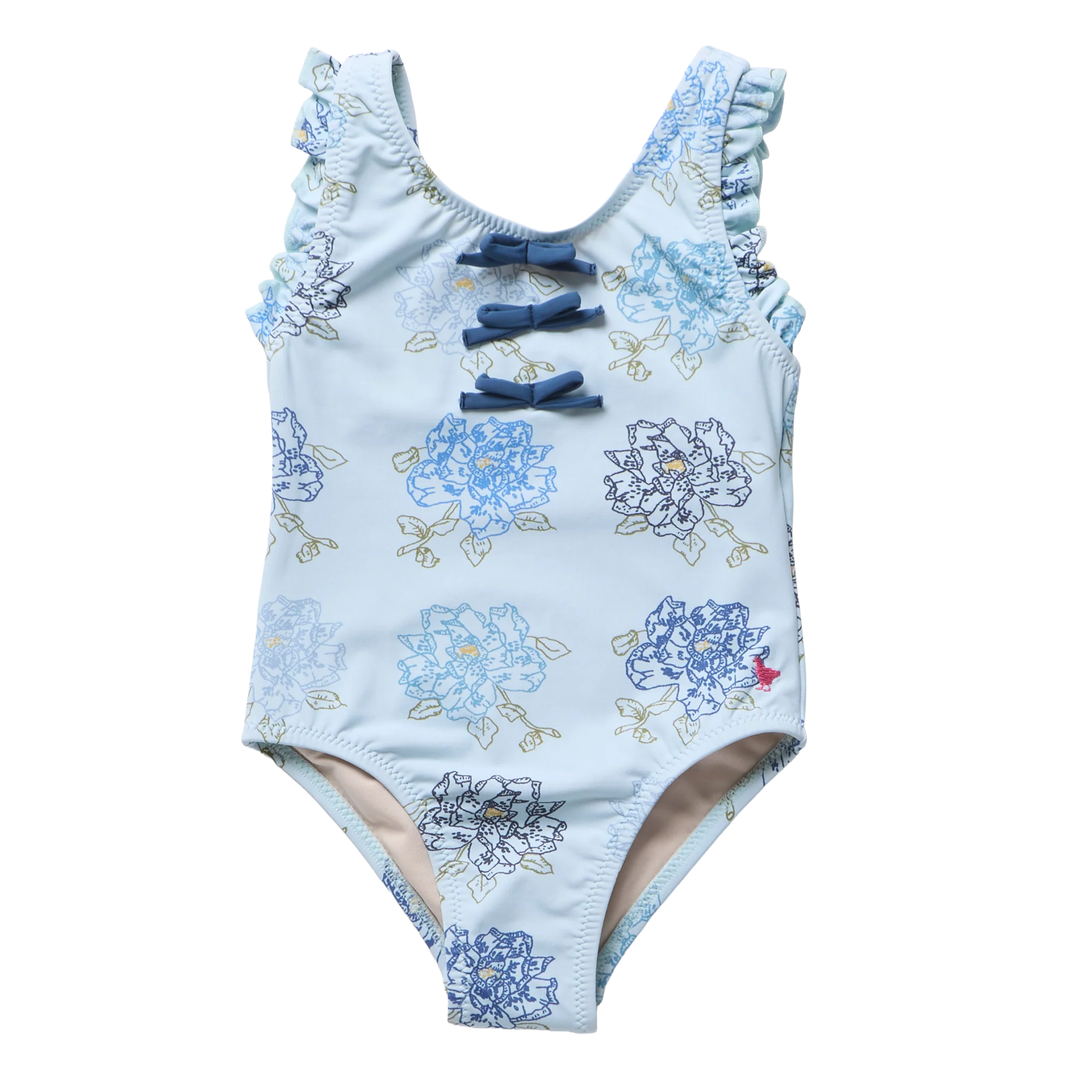 Pink Chicken Girls Sylvie Bow Suit - Blue Quilt Floral