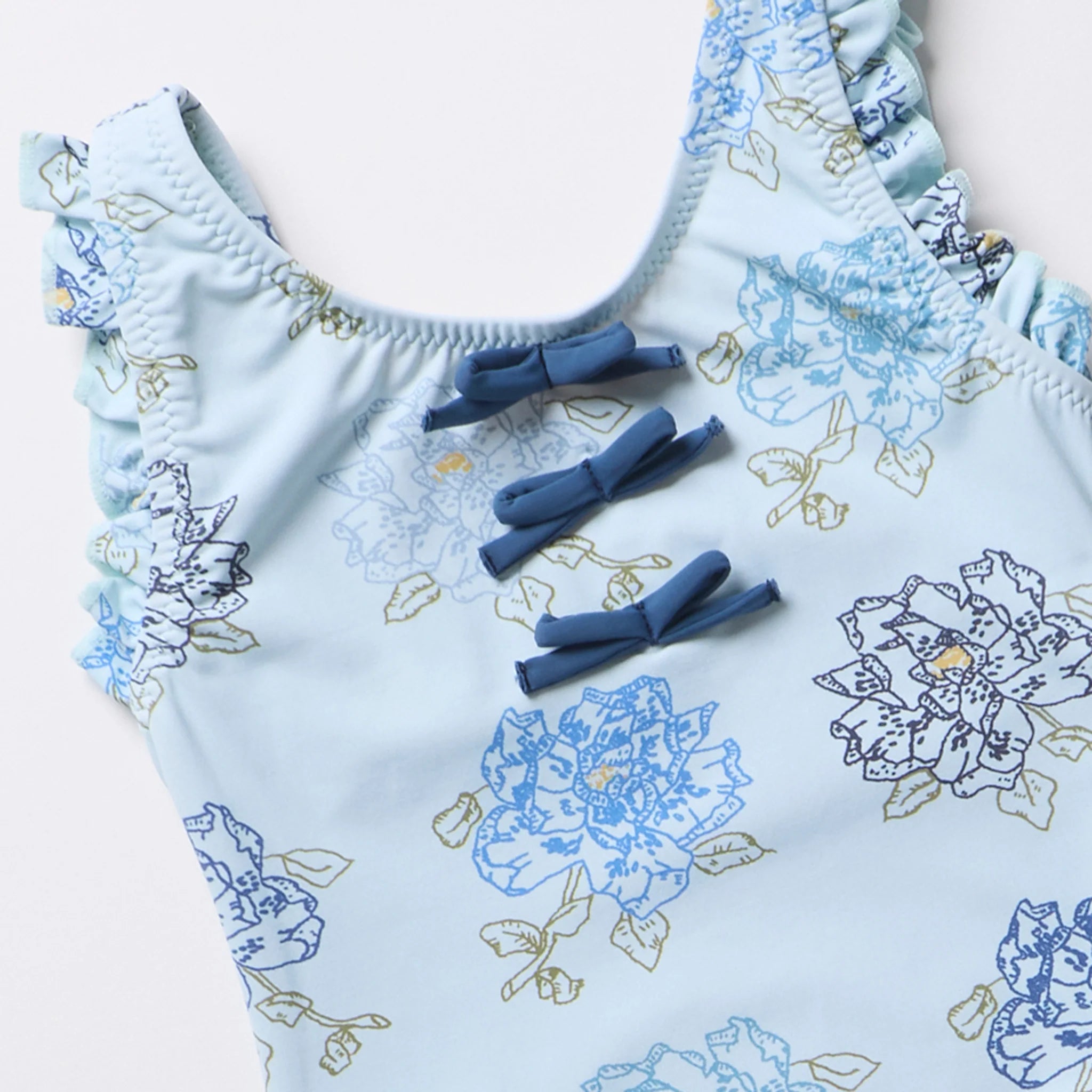 Pink Chicken Girls Sylvie Bow Suit - Blue Quilt Floral