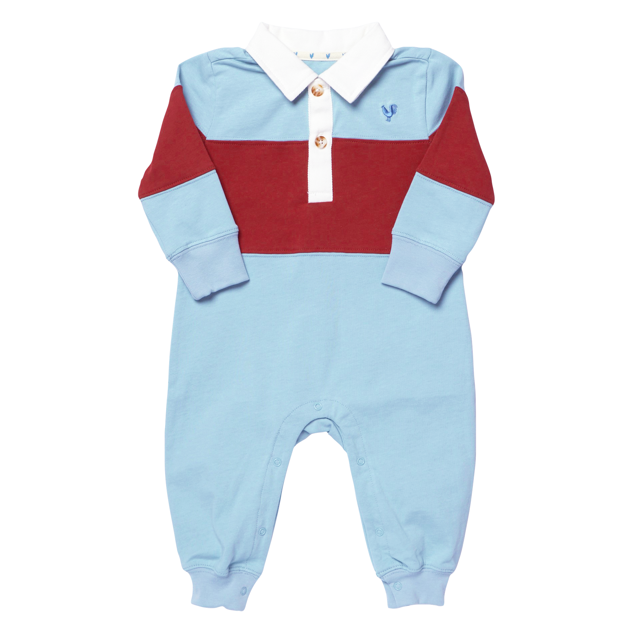 Pink Chicken Baby Boys Albert Rugby Jumper - Blue Maroon