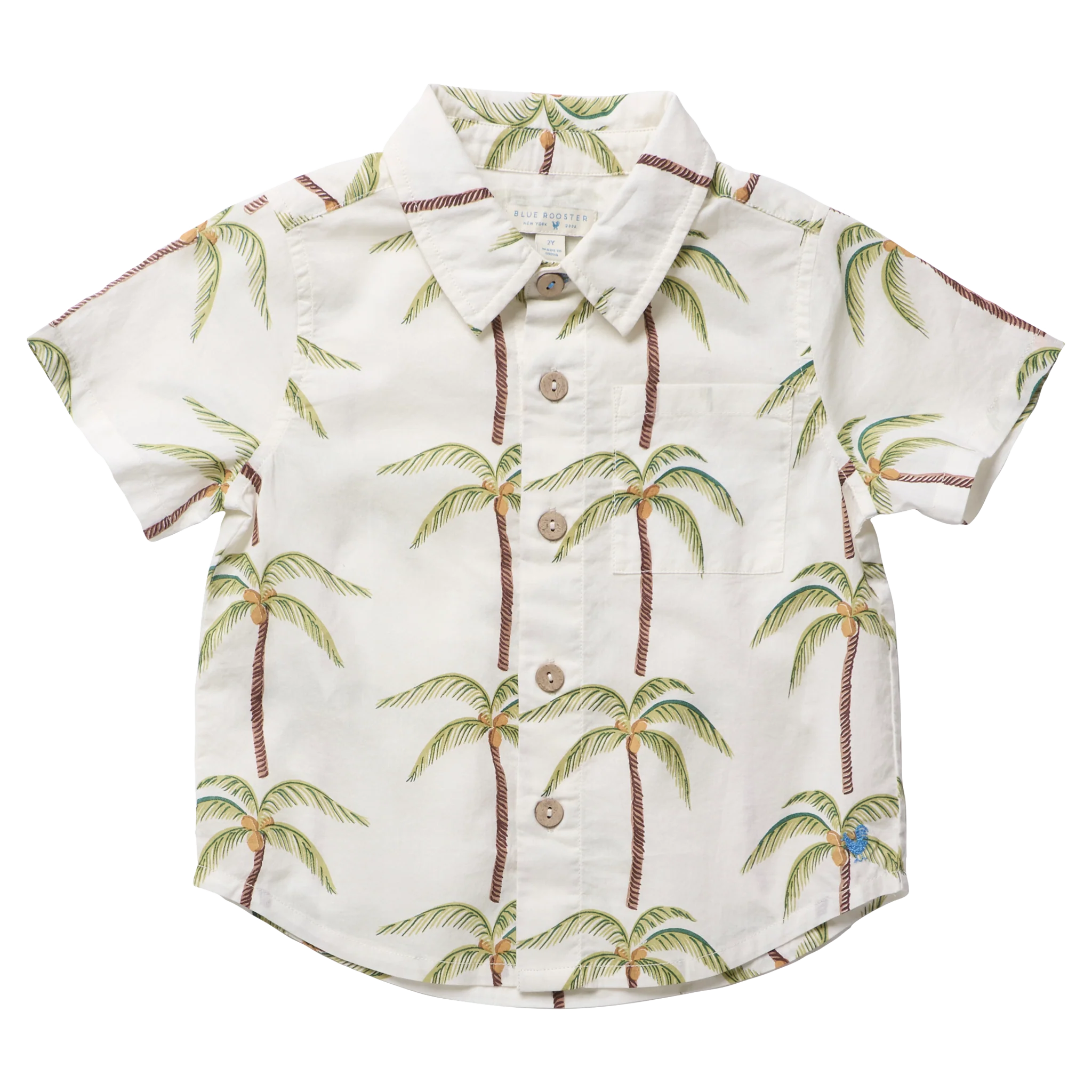 Blue Rooster Boys Jack Shirt - Cream Palm Trees