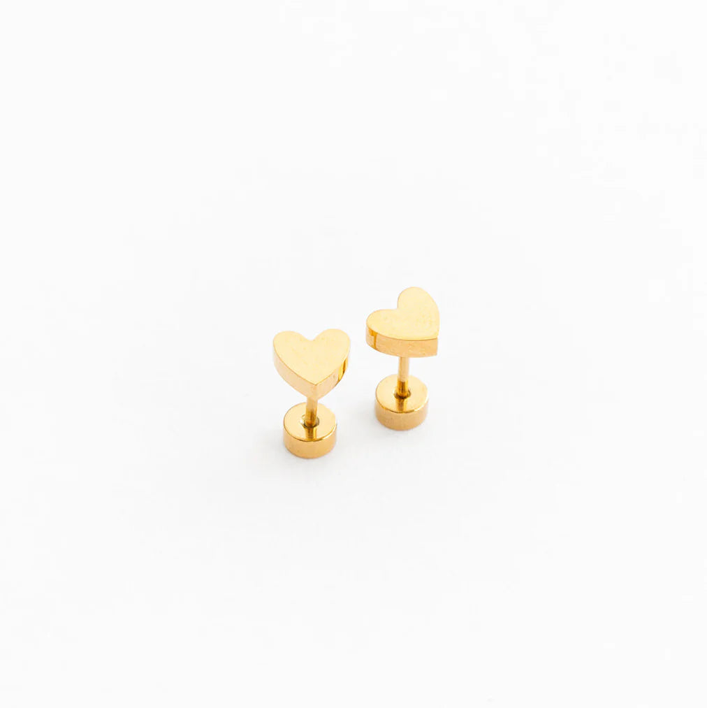 Pip Pop Gold Heart Stud Earrings