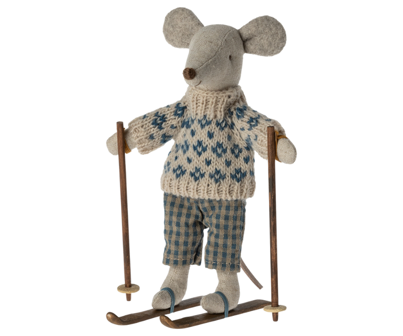 Maileg Winter Mouse with Ski Set - Dad