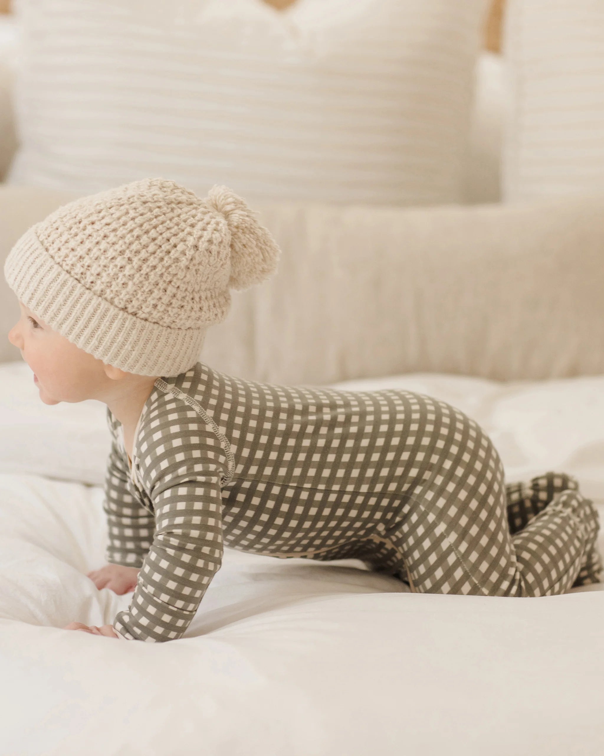 Quincy Mae Bamboo Zip Footie - Forest Check