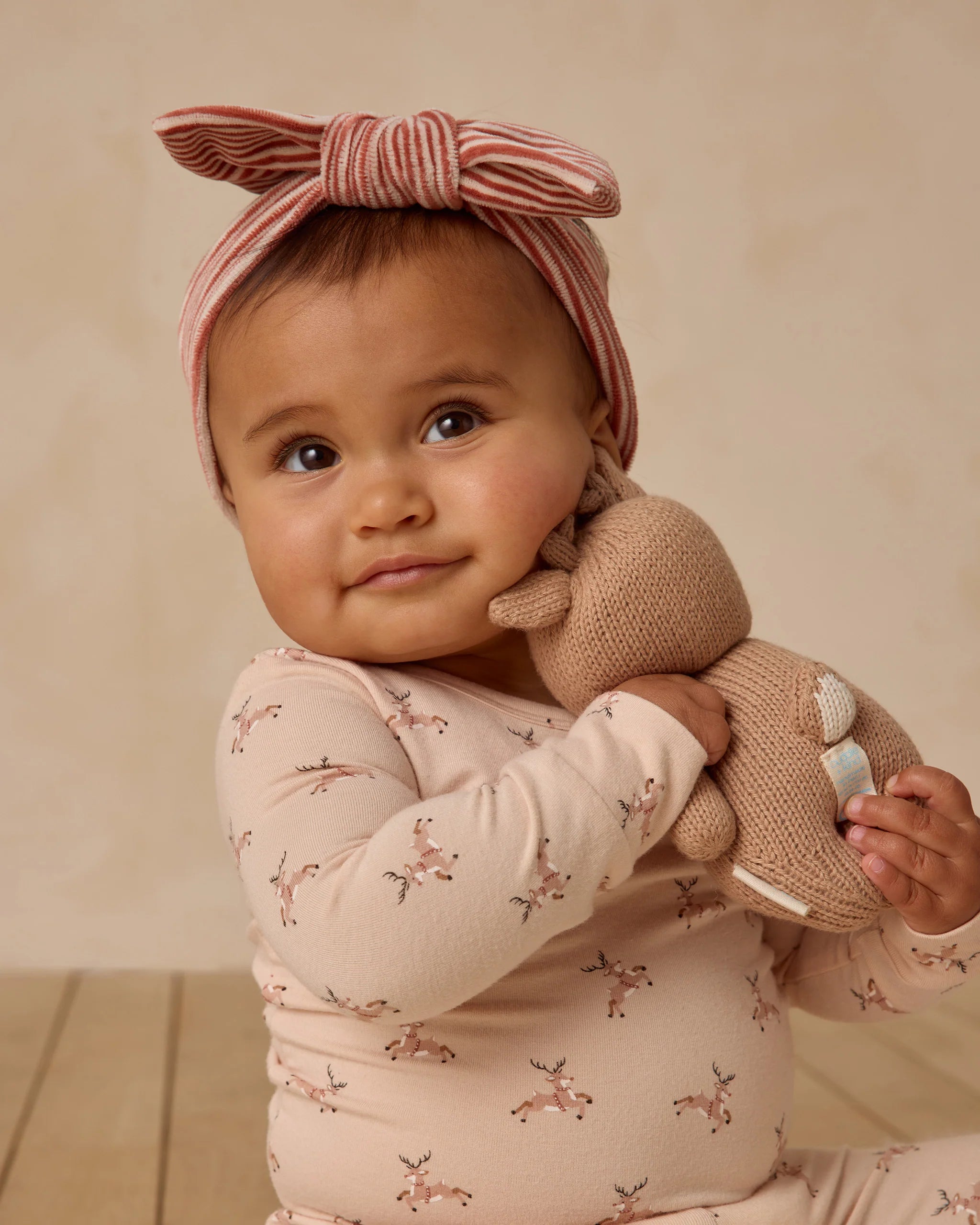 Quincy Mae Velour Bow Headband - Candy Stripe