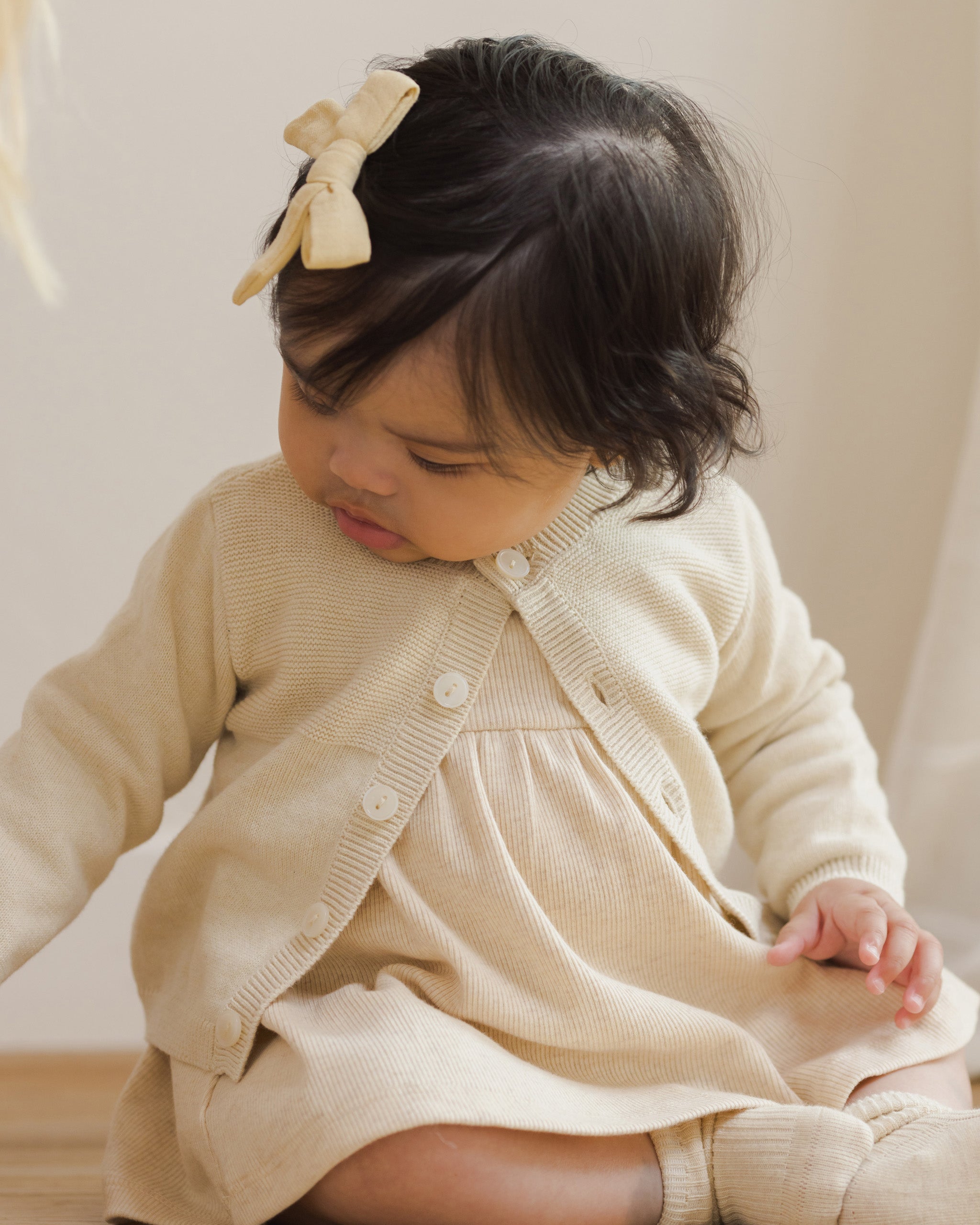 Quincy Mae Knit Cardigan - Heathered Natural