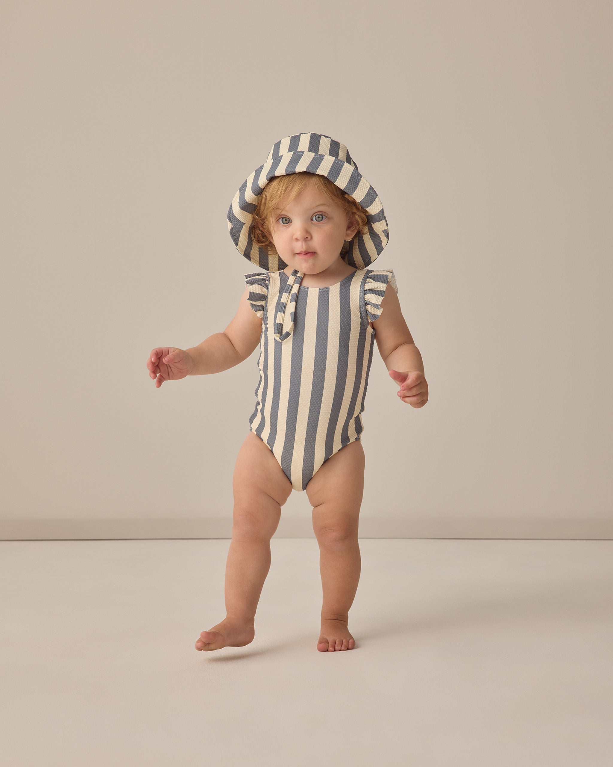 Quincy Mae Scoop Back One-Piece Swimsuit - Retro Ocean Stripe