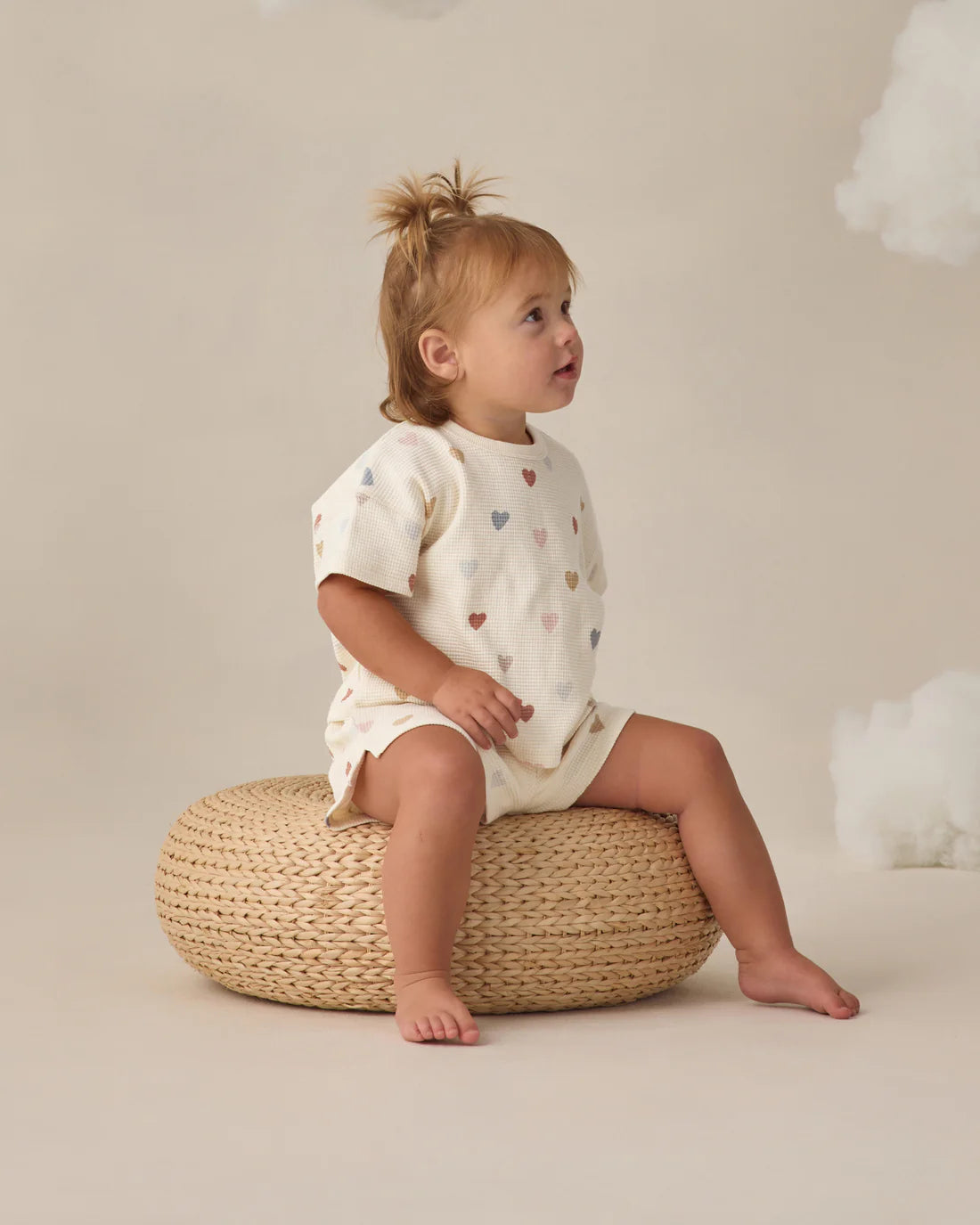 Quincy Mae Waffle Tee + Short Set - Confetti Hearts