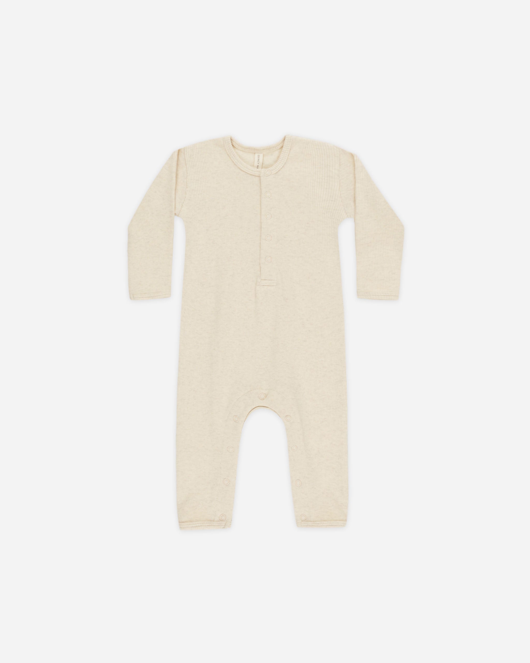 Quincy Mae Ribbed Baby Jumpsuit - Oatmeal