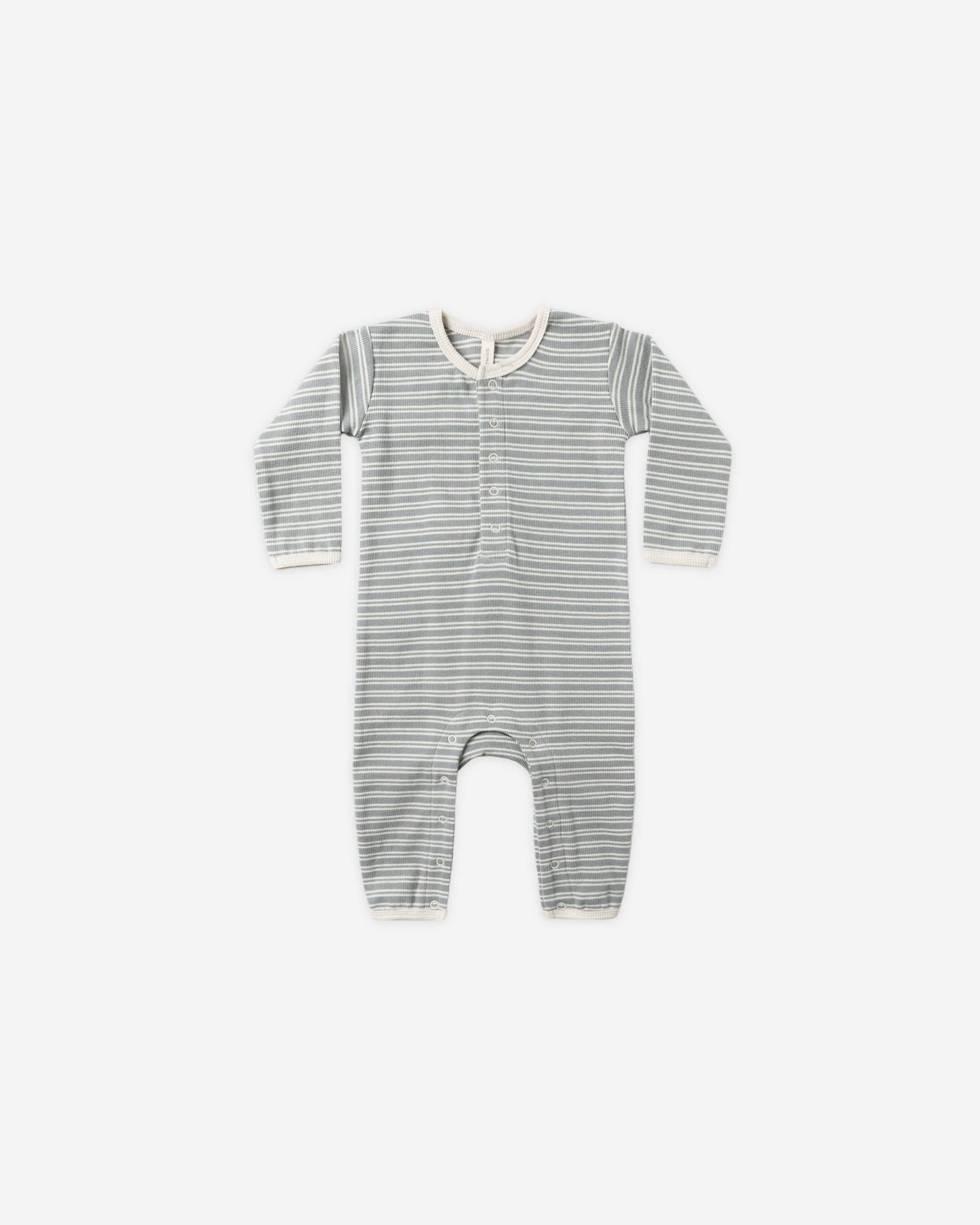 Quincy Mae Ribbed Baby Jumpsuit - Steel Blue Micro Strie