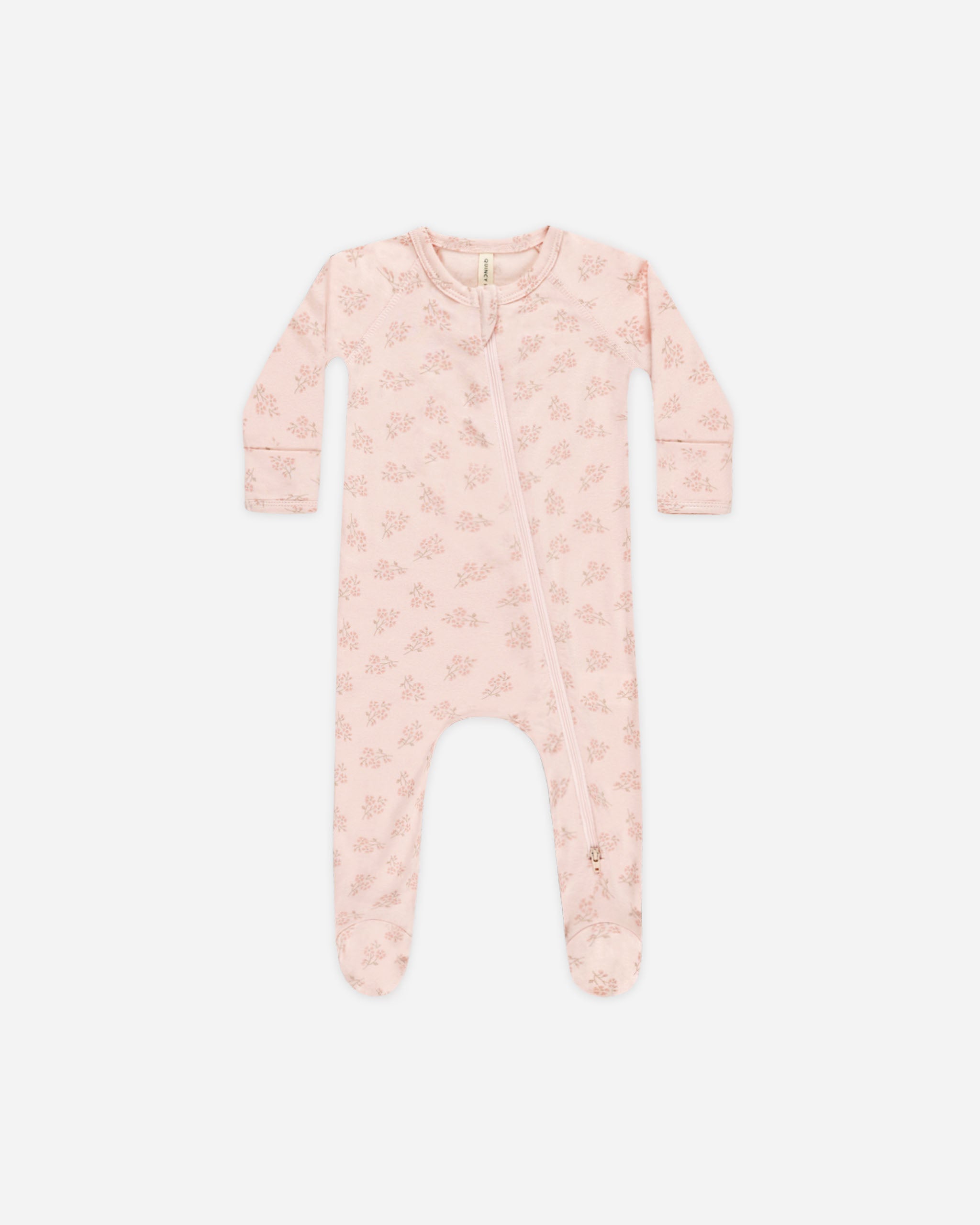 Quincy Mae Modal Zip Footie - Pink Blossom