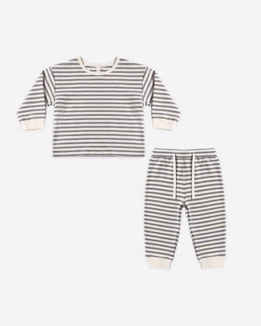 Quincy Mae Cozy Set - Slate Stripe