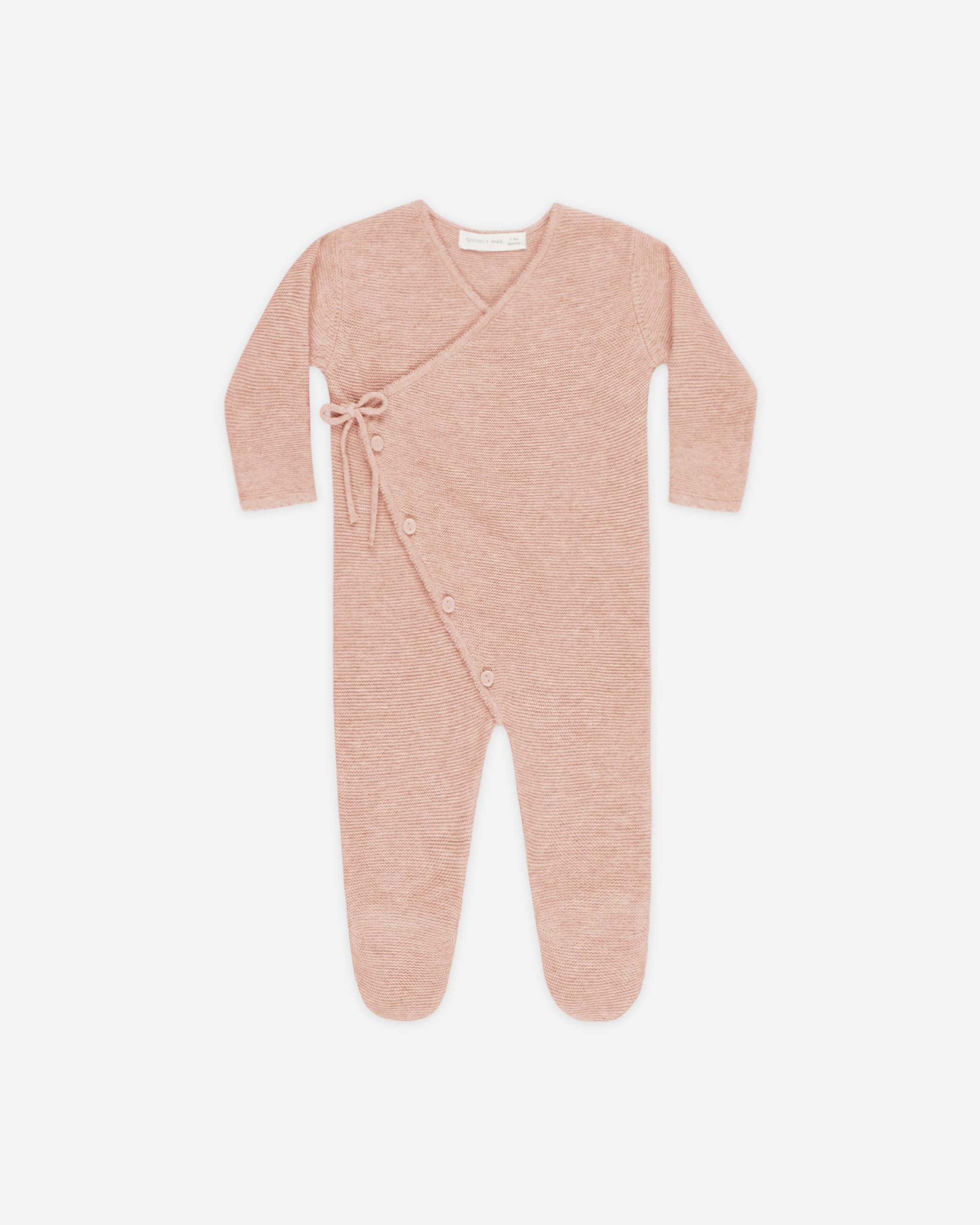 Quincy Mae Wrap Knit Footie - Heathered Rose