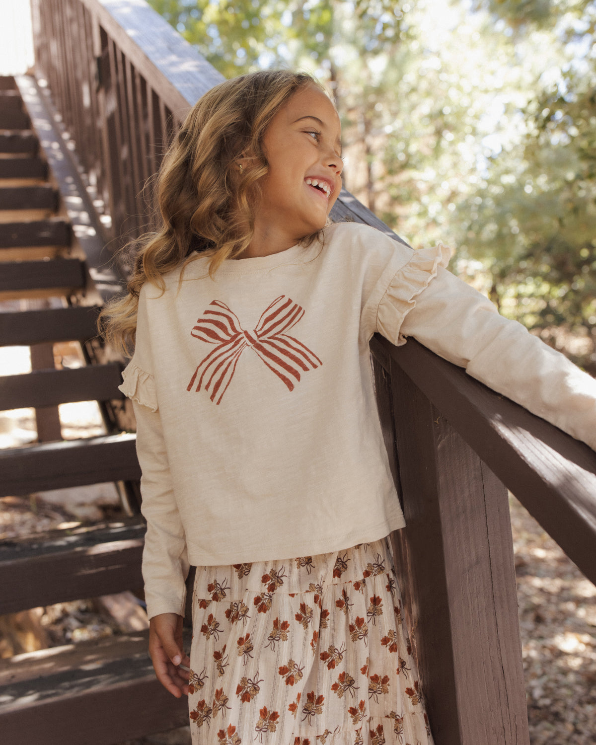 Rylee + Cru Ruffle Long Sleeve Tee - Bow