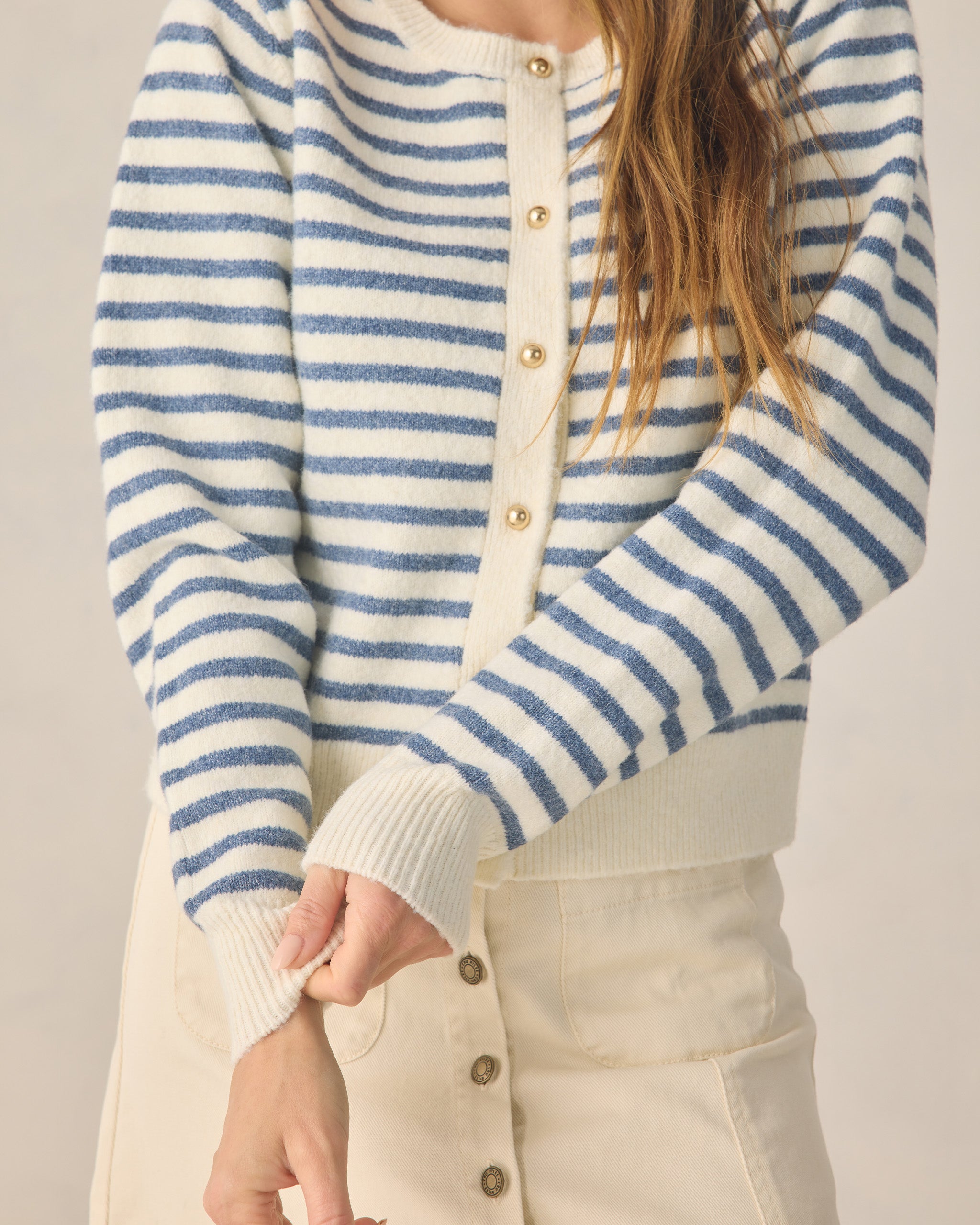 Rylee + Cru Women's Classic Cardigan - Maritime Stripe