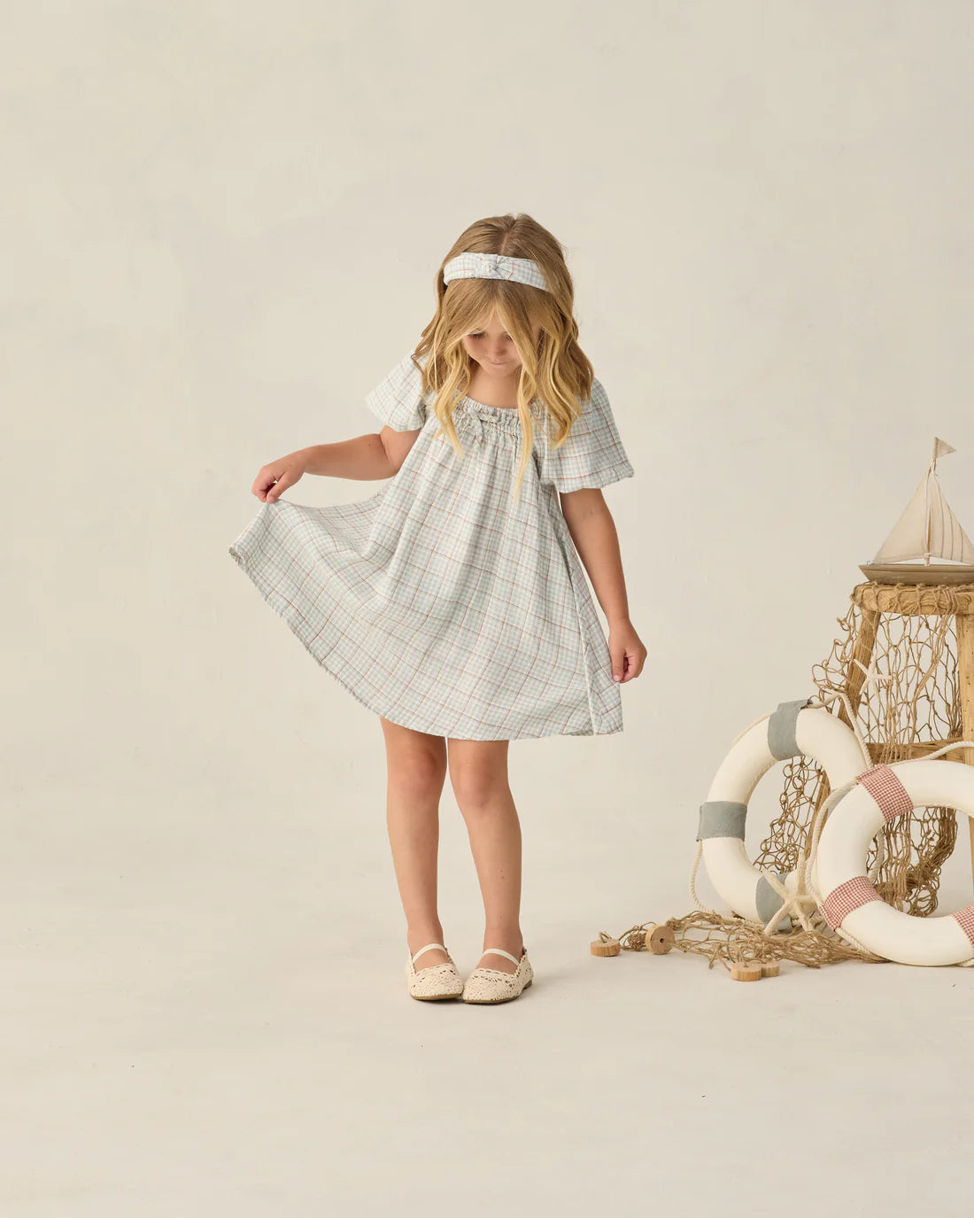 Rylee + Cru Sabrina Mini Dress - Light Blue Plaid