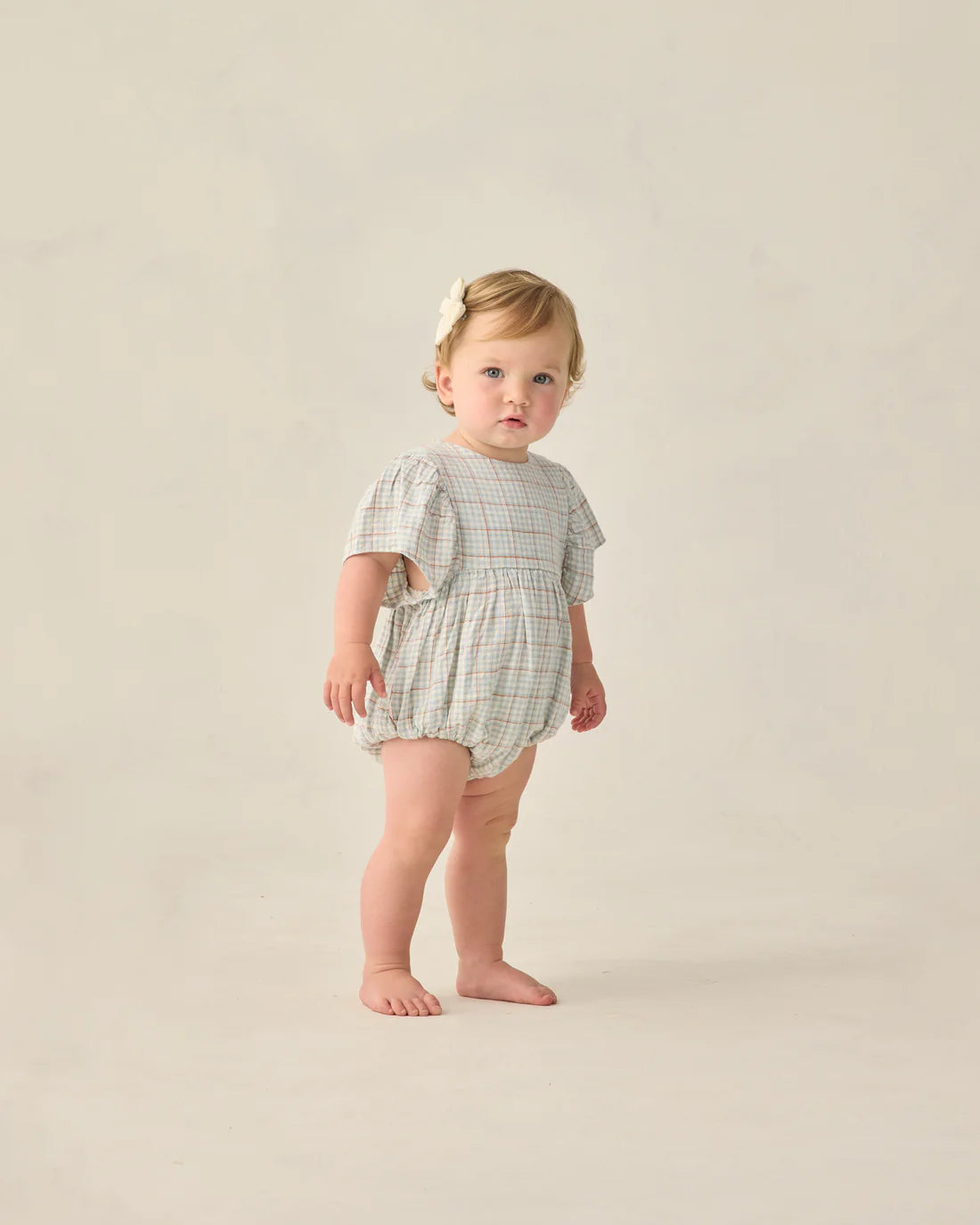Rylee + Cru Kalea Romper - Light Blue Plaid