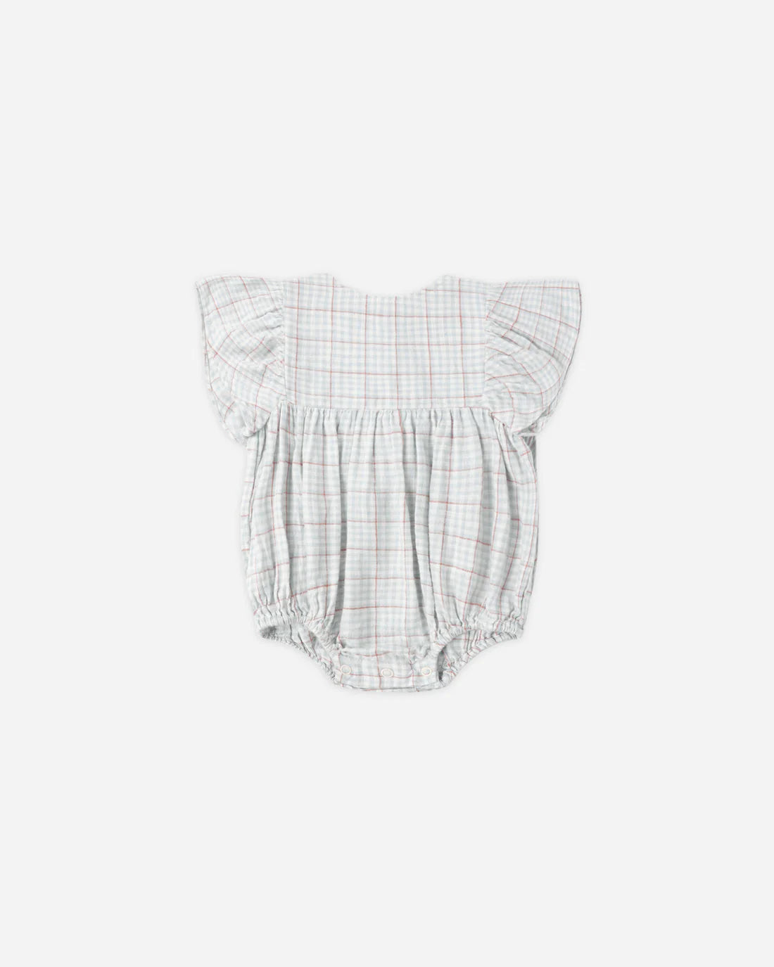 Rylee + Cru Kalea Romper - Light Blue Plaid