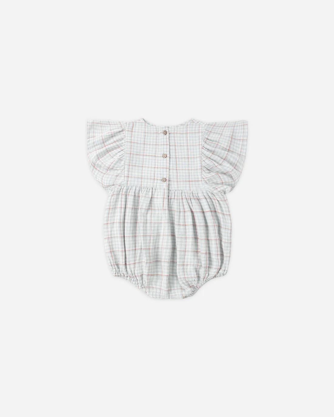 Rylee + Cru Kalea Romper - Light Blue Plaid