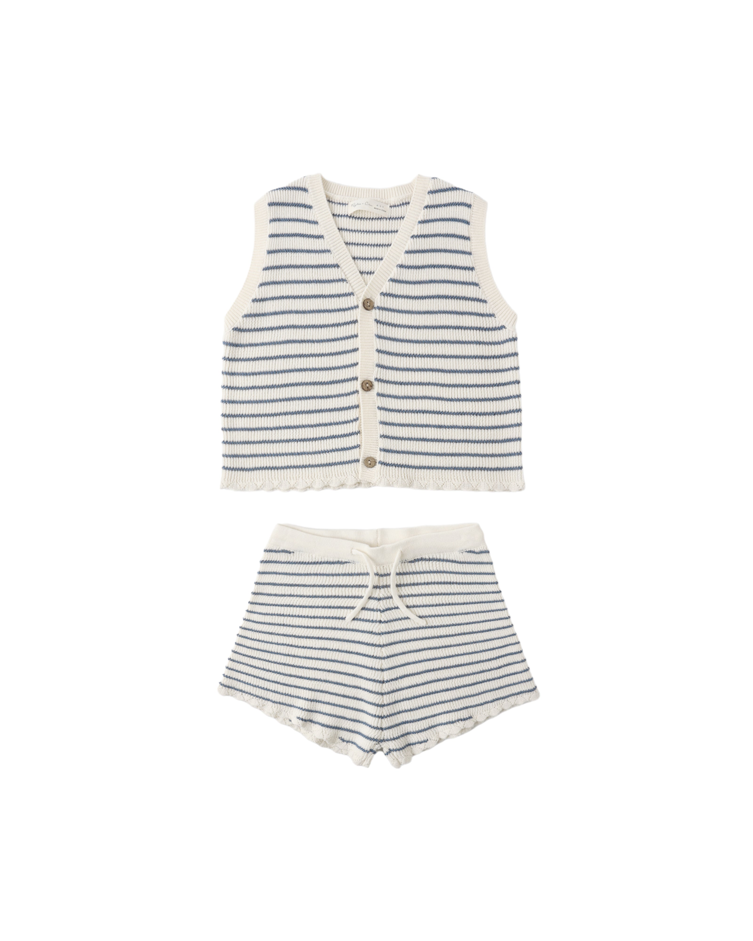 Rylee + Cru Knit Vest Set - Marine Stripe