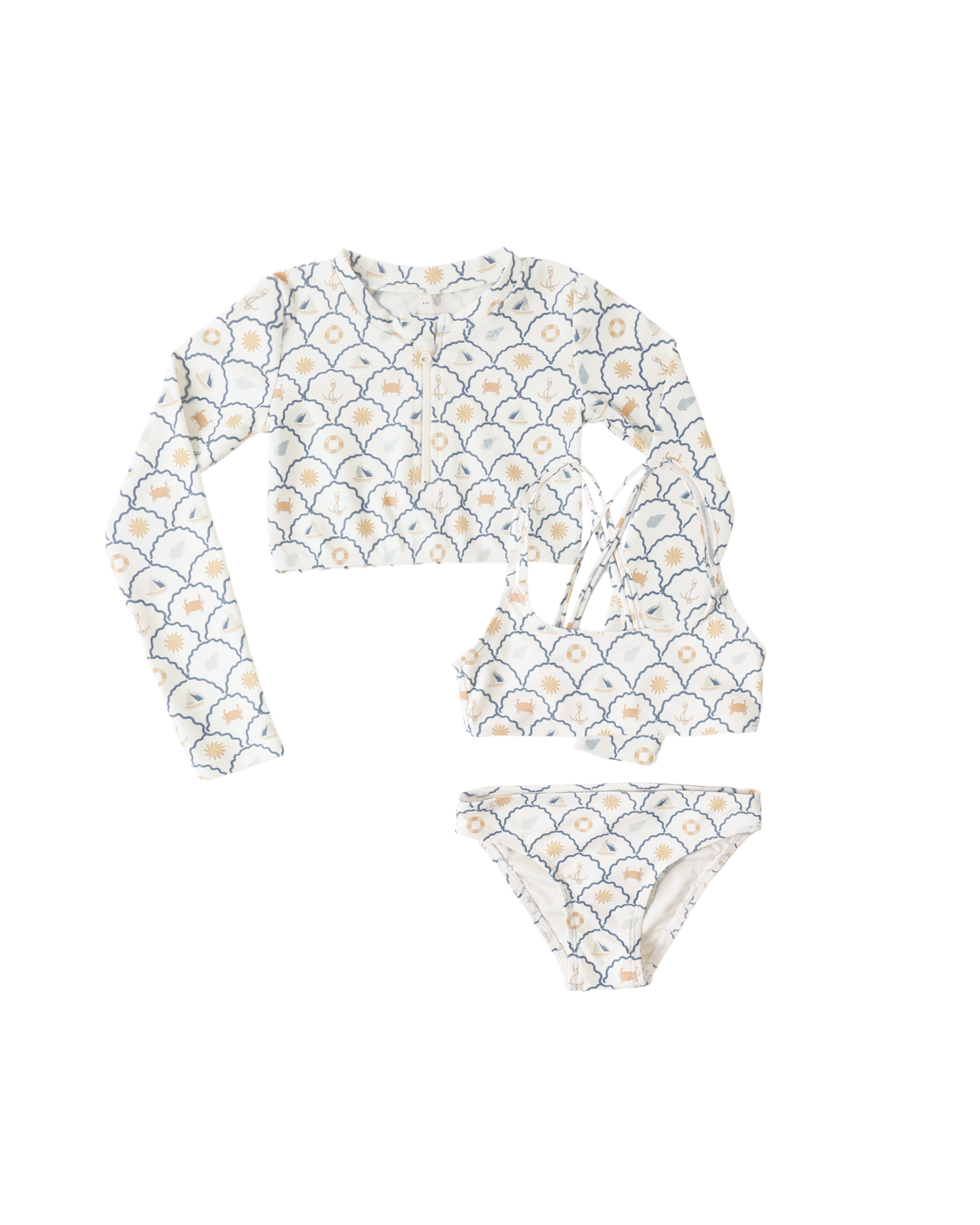 Rylee + Cru Crop Rashguard Set - Nautical