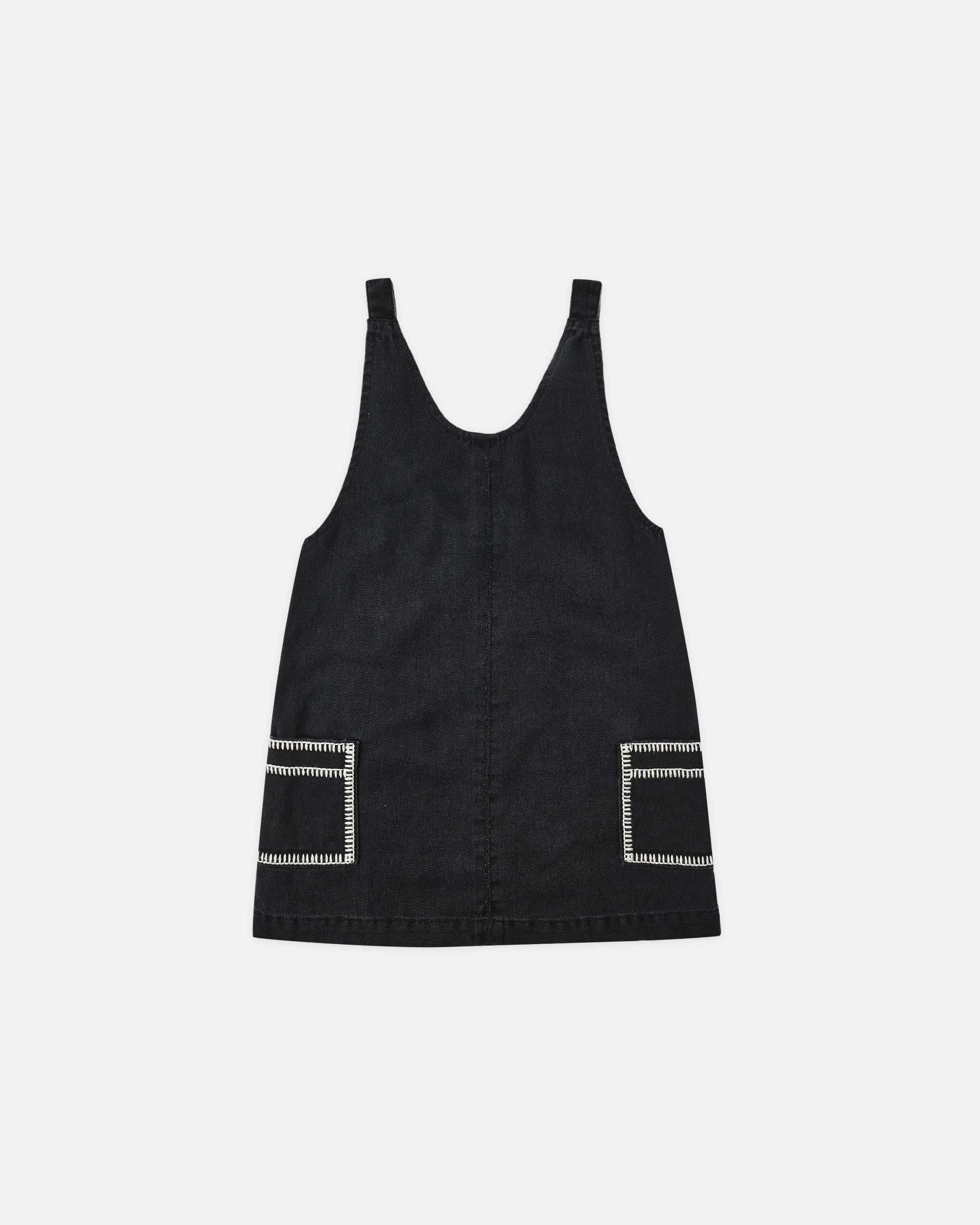 Rylee + Cru V-Neck Overall Dress - Washed Black