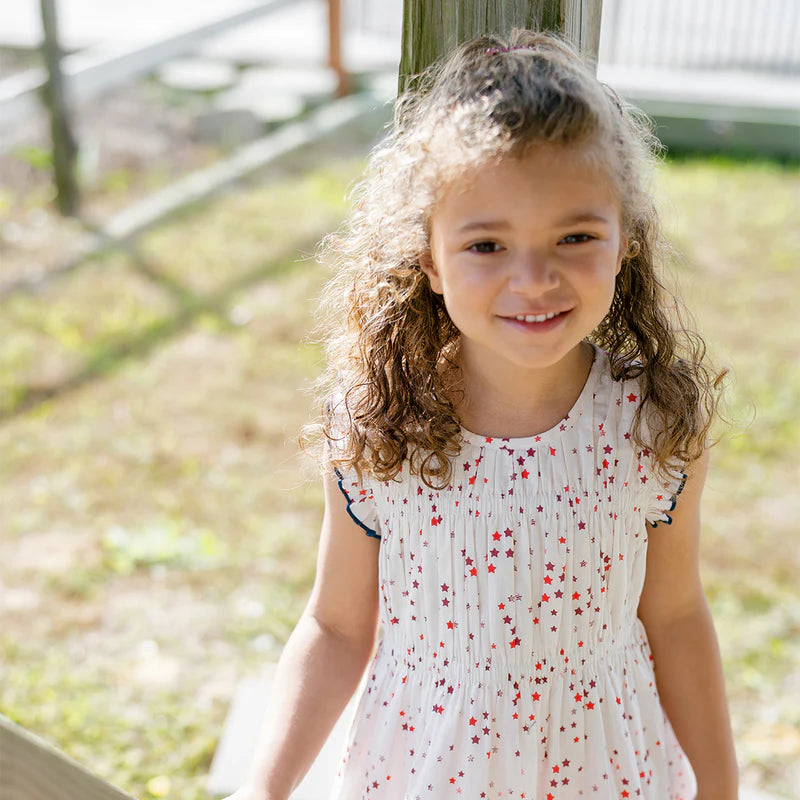 Pink Chicken Girls Waverly Dress - Red Ditsy Stars