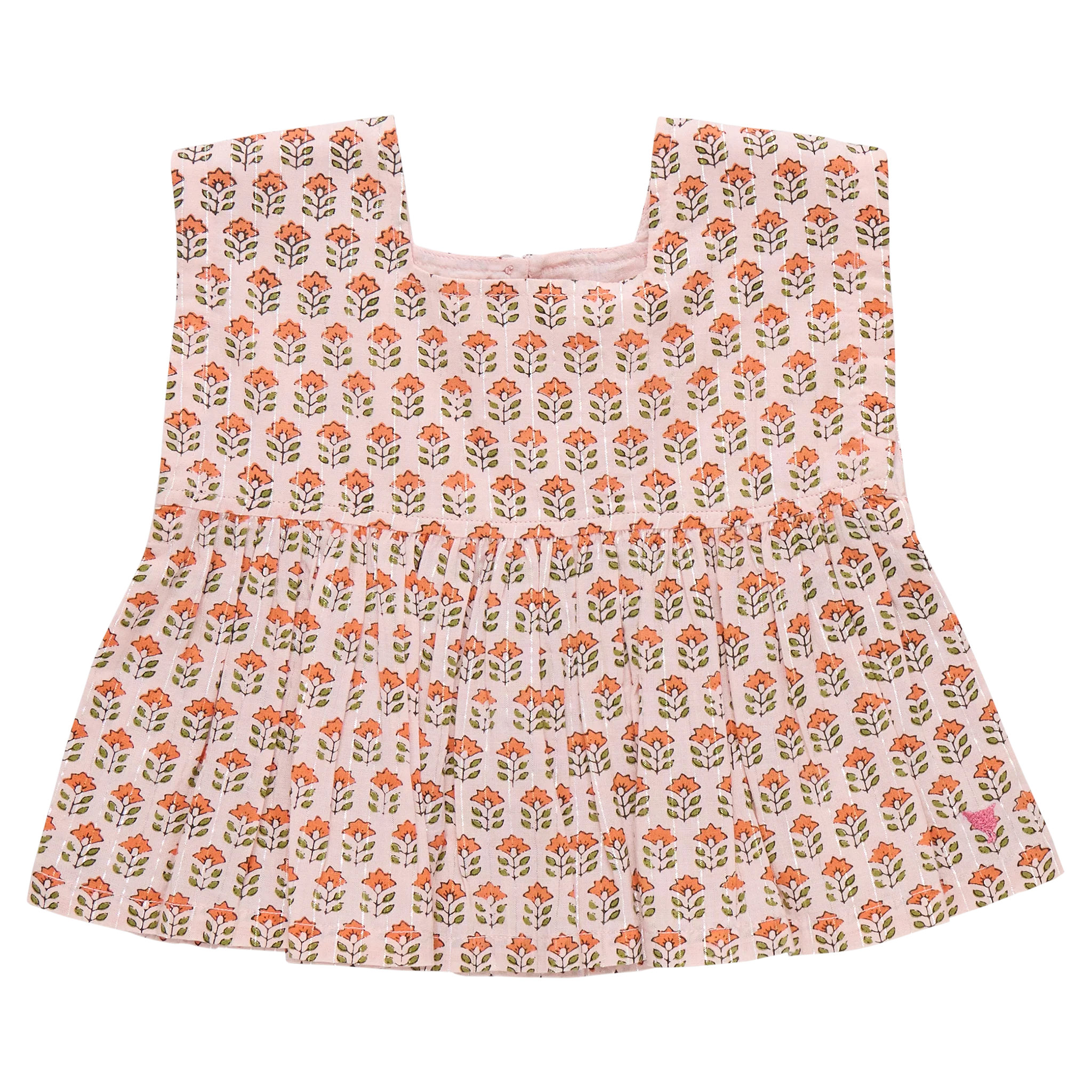 Pink Chicken Girls Kamari Top - Pink Prairie Block Print