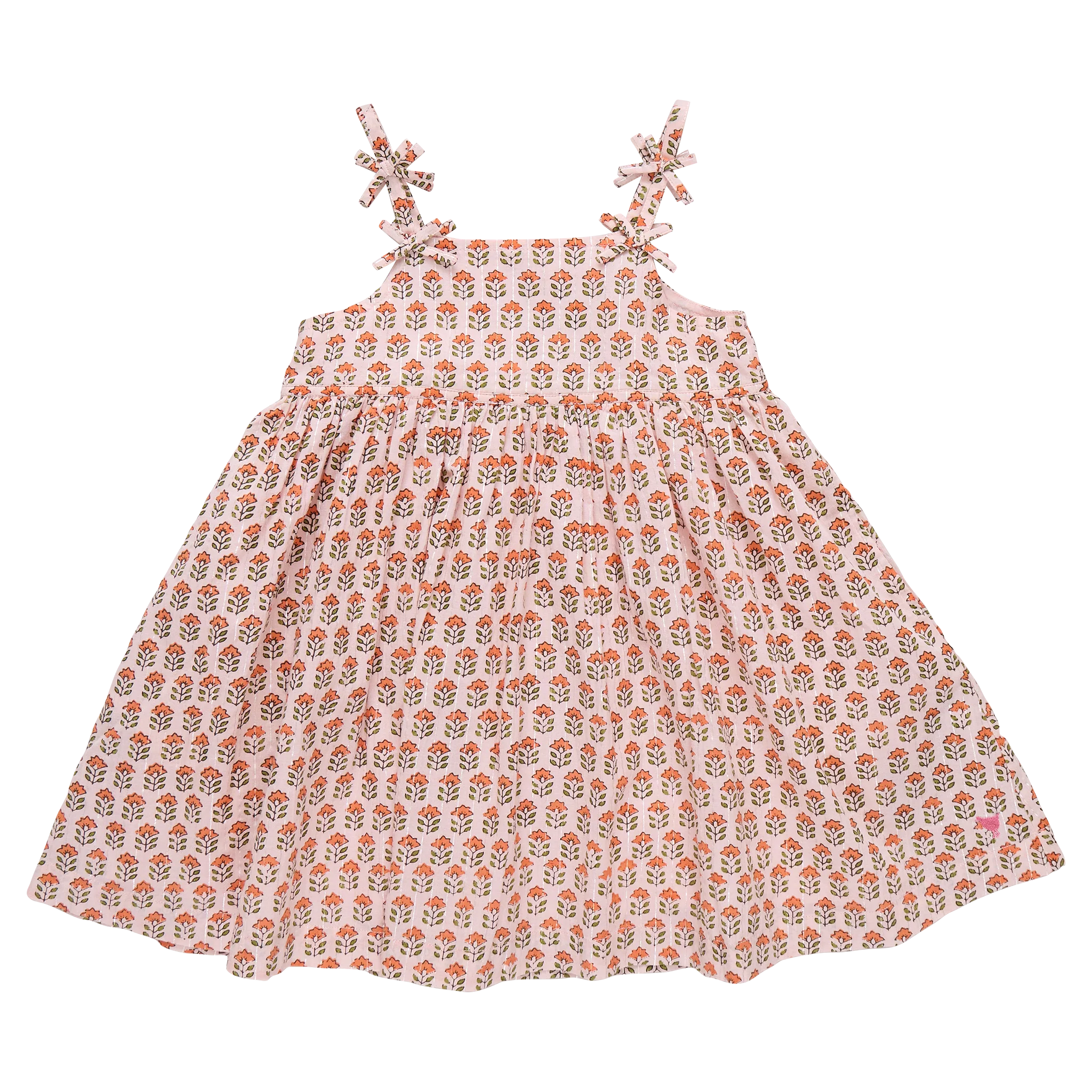 Pink Chicken Girls Tia Dress - Pink Prairie Block Print