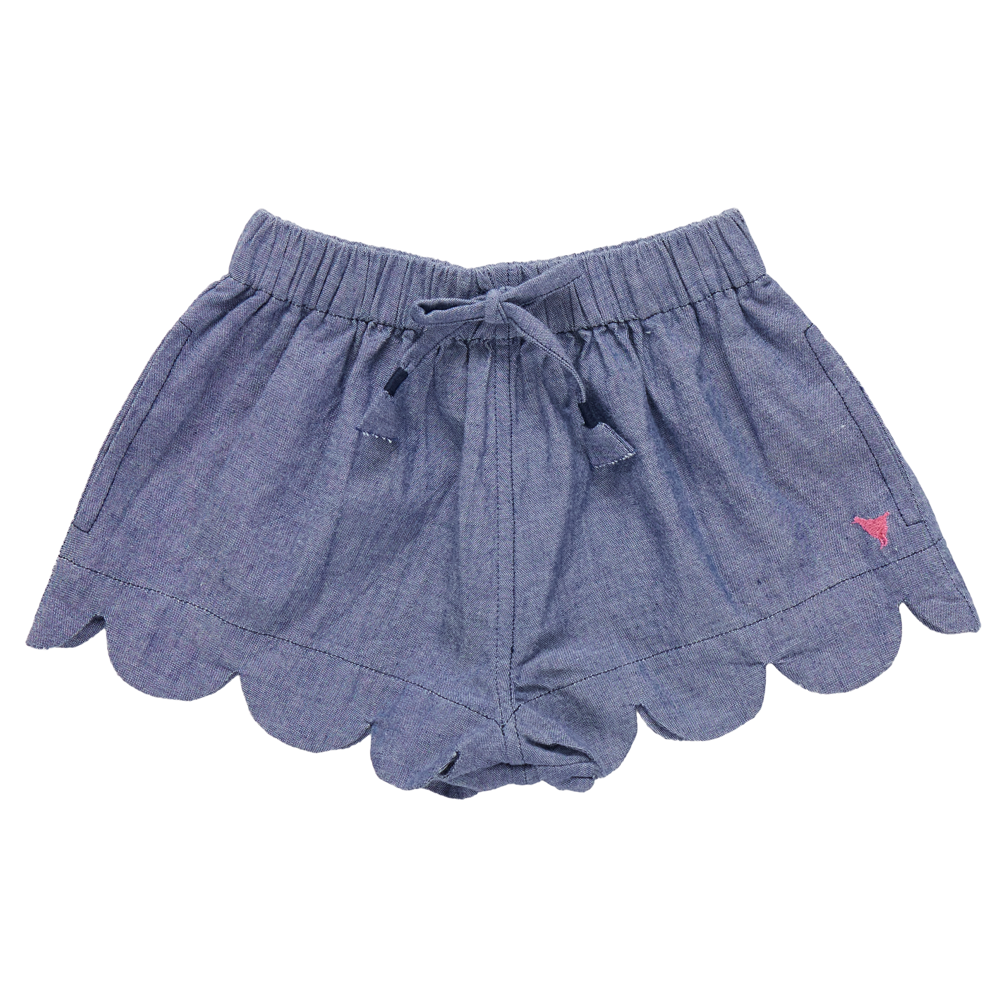 Pink Chicken Girls Scallop Short - Chambray