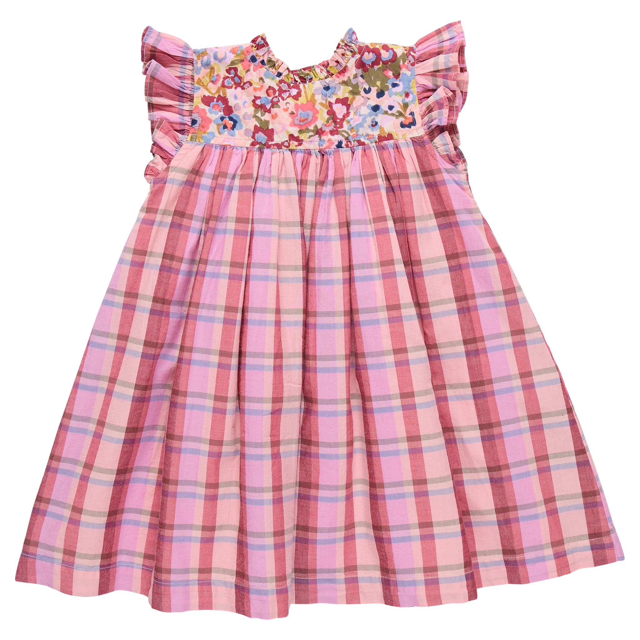 Pink Chicken Girls Kaylee Dress - Burgundy Madras Plaid