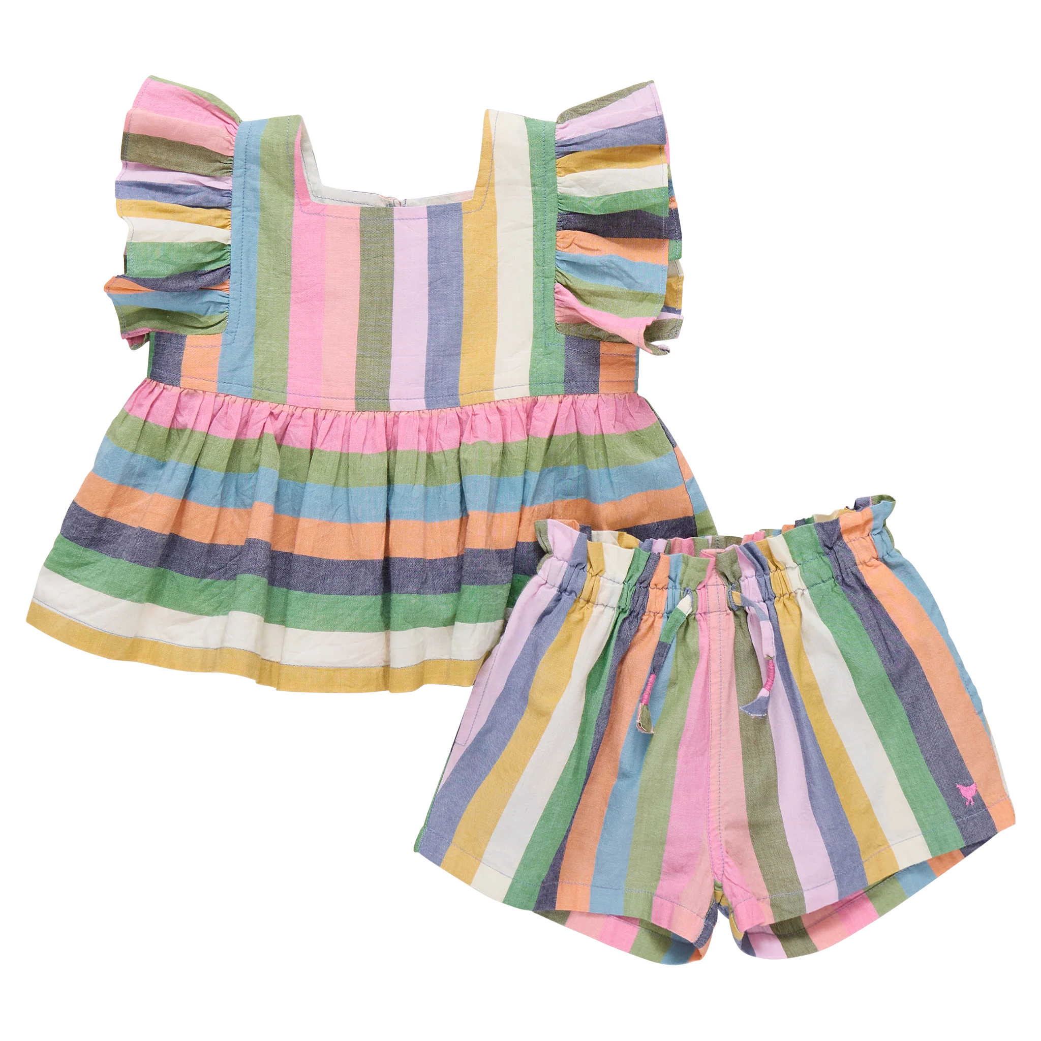 Pink Chicken Baby Girls Elsie Two-Piece Set - Parade Stripe