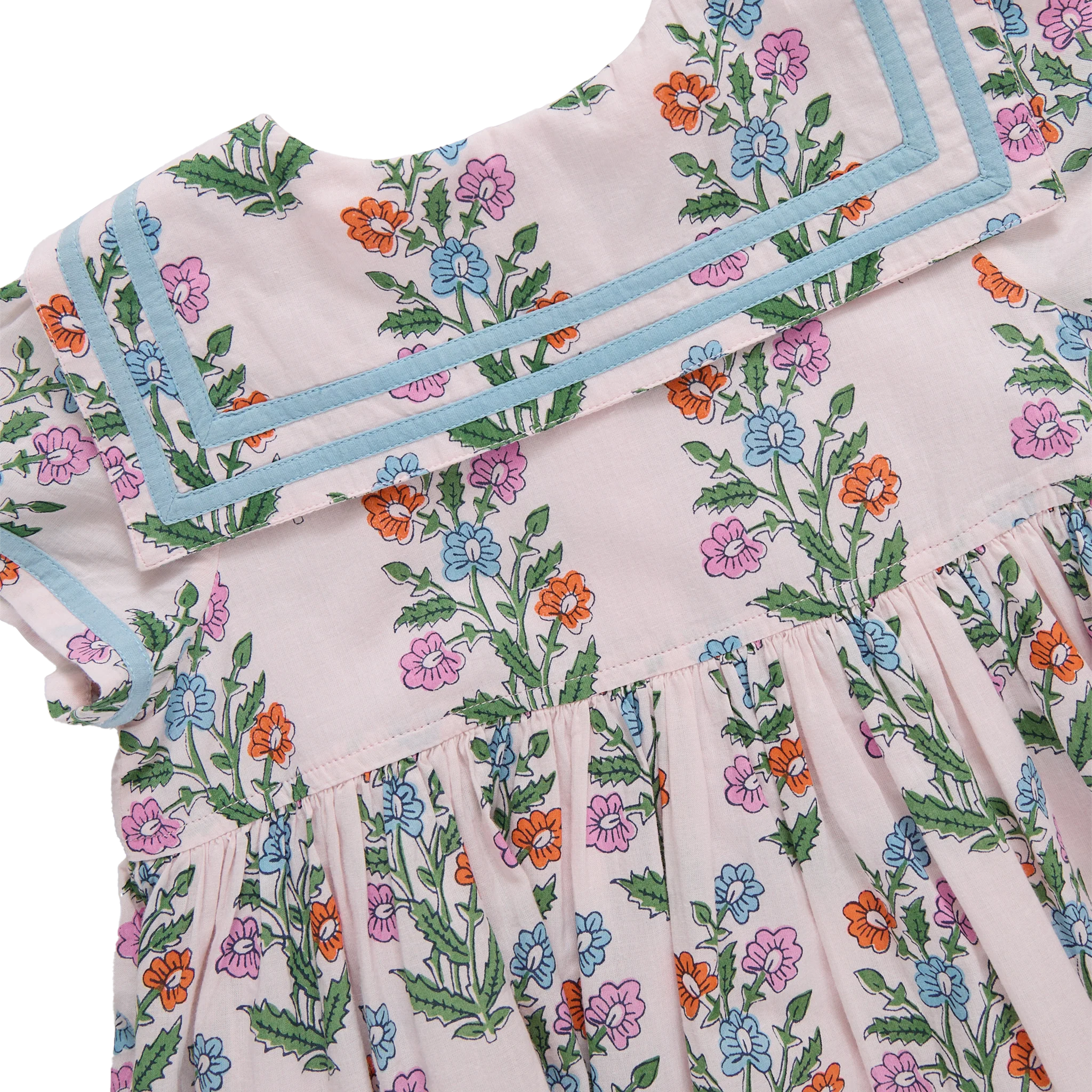 Pink Chicken Girls Elowen Dress - Pink Dewdrop Block Print