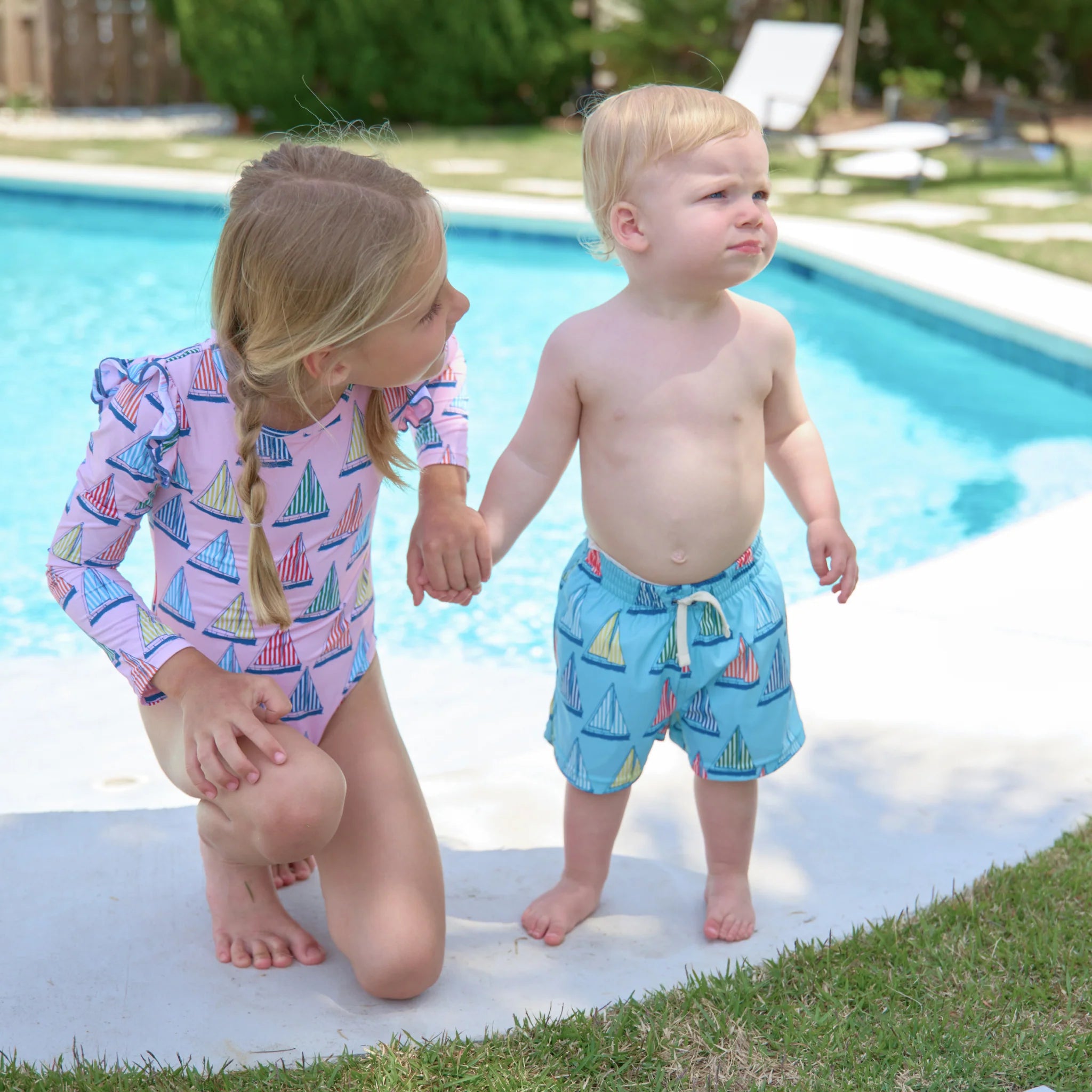Pink Chicken Baby Boys Swim Trunk - Blue Regatta
