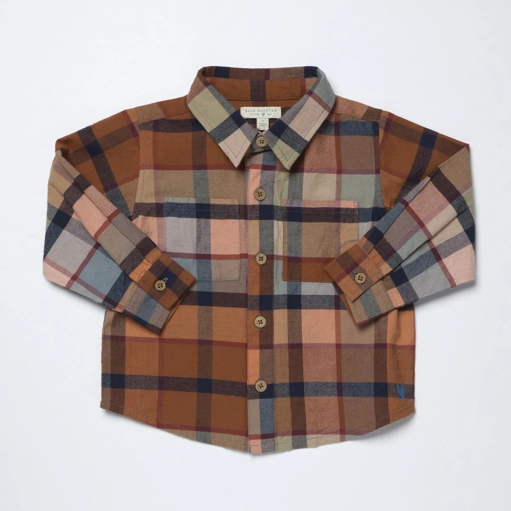 Pink Chicken Boys Long Sleeve Jack Shirt - Hayride Plaid