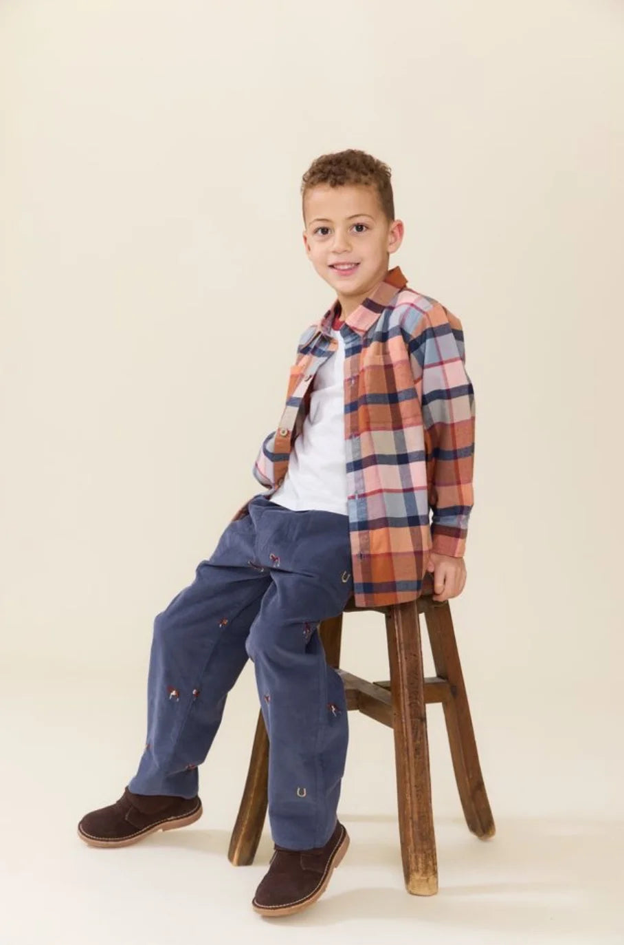 Pink Chicken Boys Long Sleeve Jack Shirt - Hayride Plaid