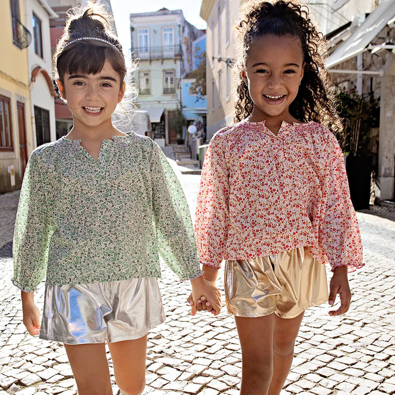 Pink Chicken Girls Theodore Short - Silver Lamé