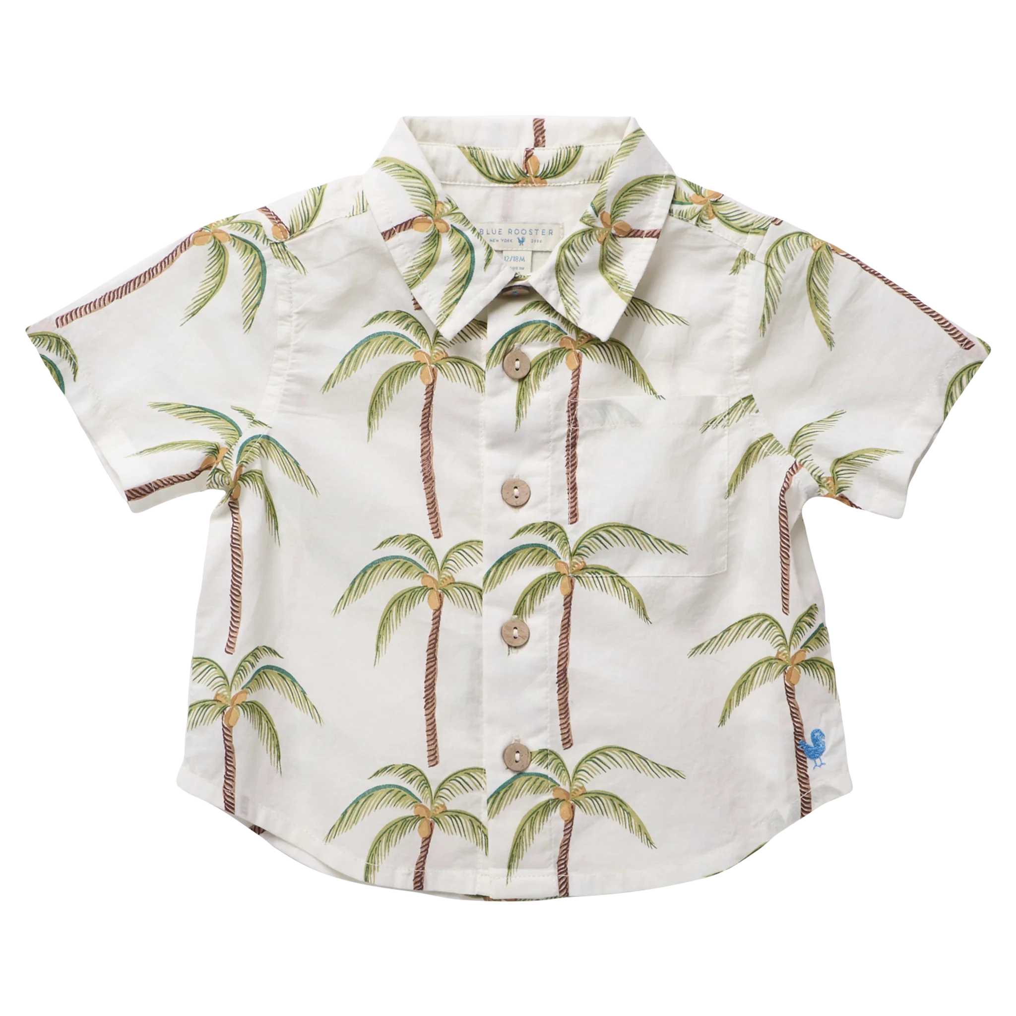 Blue Rooster Baby Boys Jack Shirt - Cream Palm Trees