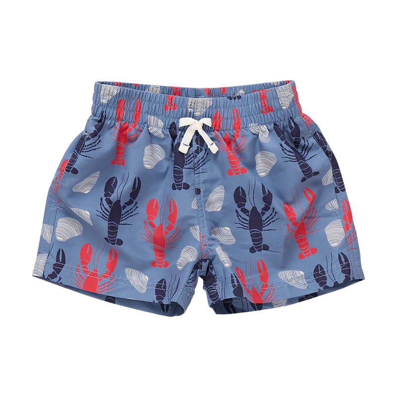 Pink Chicken Baby Boys Swim Trunk - Lobsters and Clams
