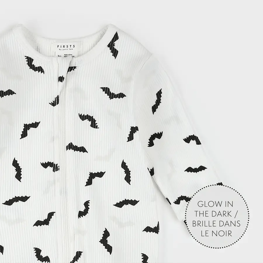 Petit Lem Sleeper - Glow in the Dark Bats - Off White