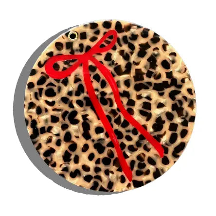 Hand-Painted Leopard Bow Compact Mirror