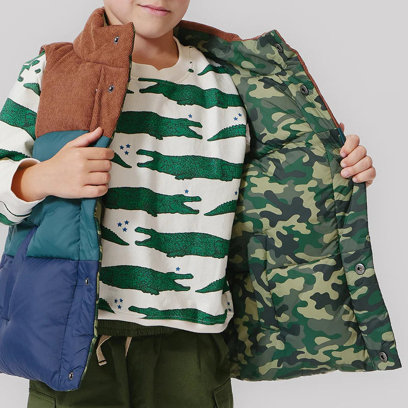 Pink Chicken Kids Reversible River Vest - Green Camo