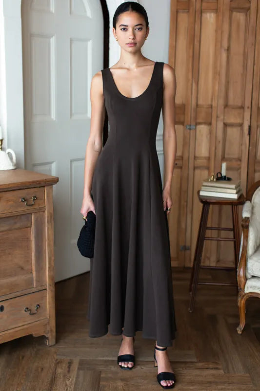 Emerson Fry Scoop Layering Maxi Dress - Deep Brown