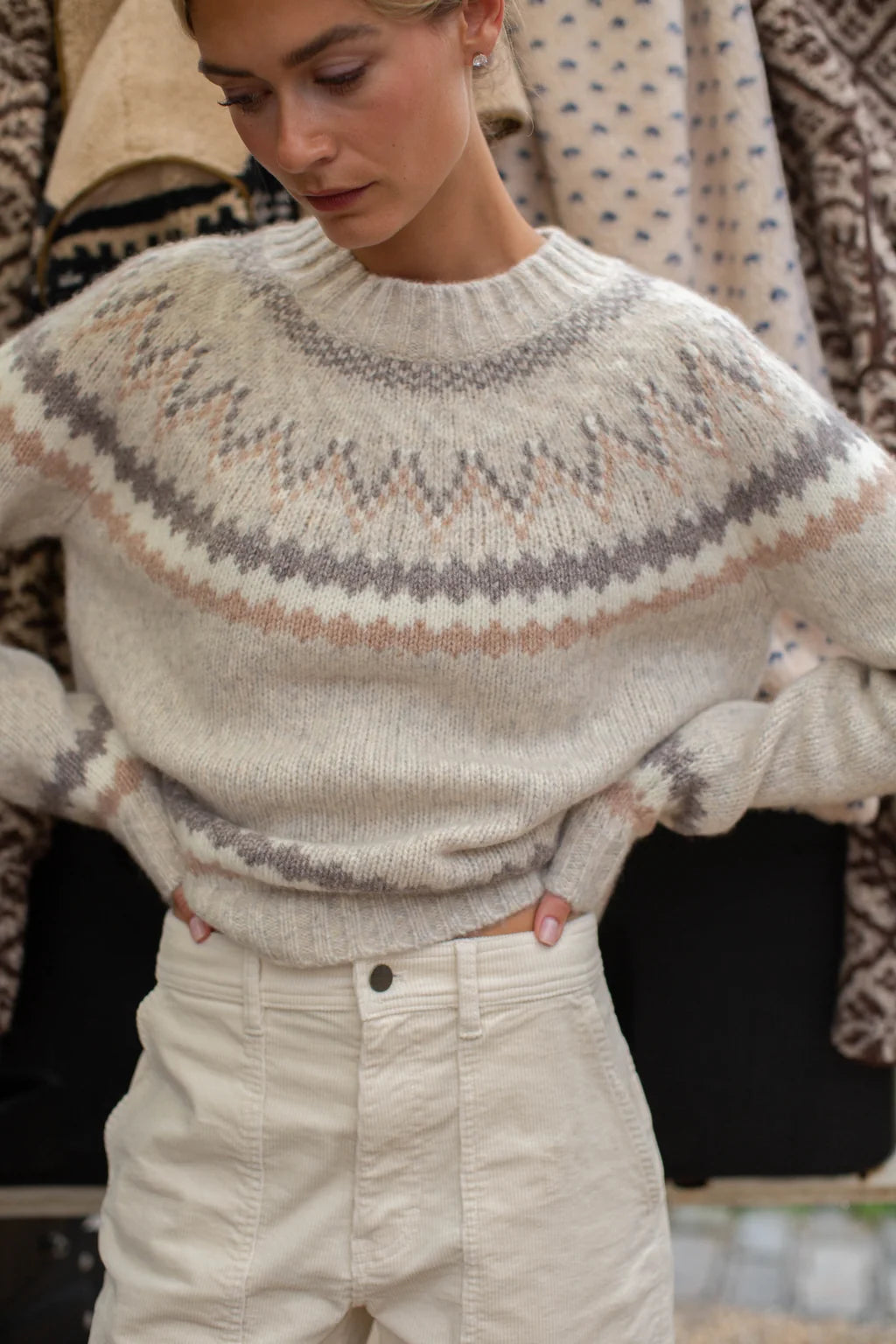 Marea New England Crew - Ivory Heather
