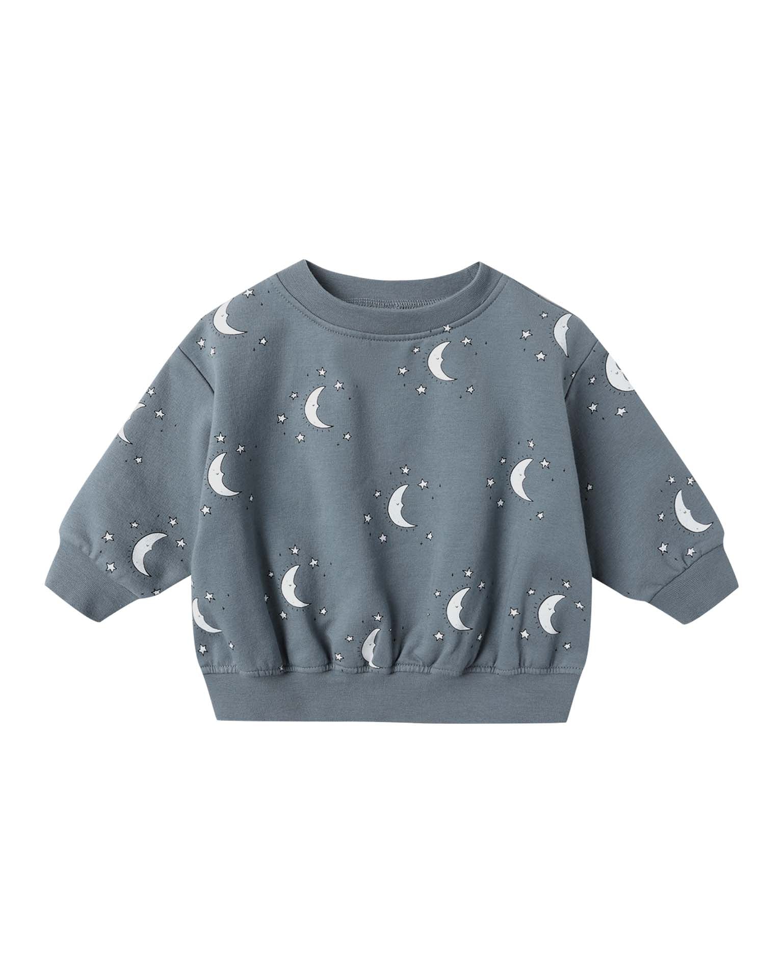 Quincy Mae Relaxed Fleece Sweatshirt - Silver Moons