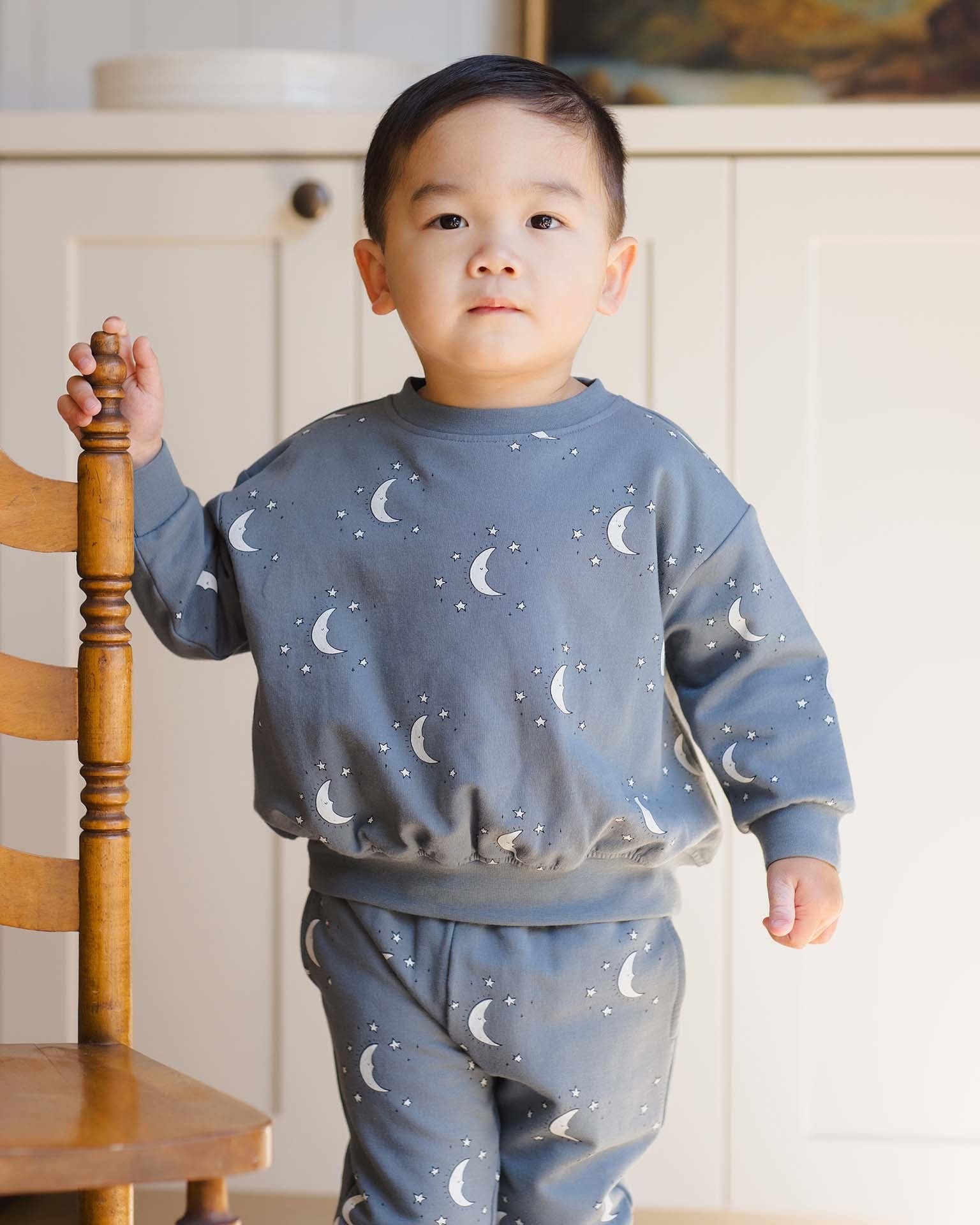Quincy Mae Relaxed Fleece Sweatshirt - Silver Moons