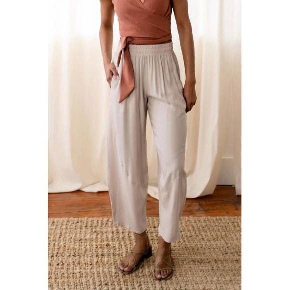 Natalie Busby Elastic Barrel Pant - Oyster