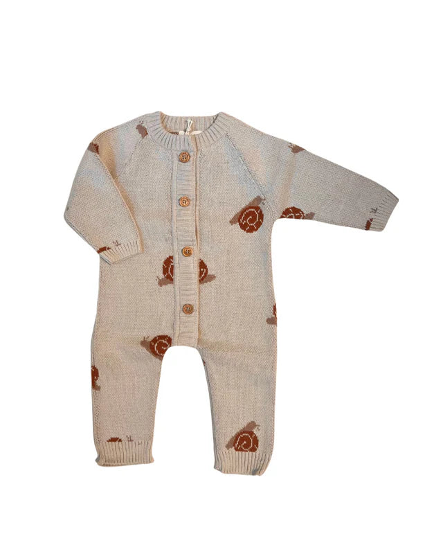 Dear Hayden Organic Snail Romper - Oatmeal